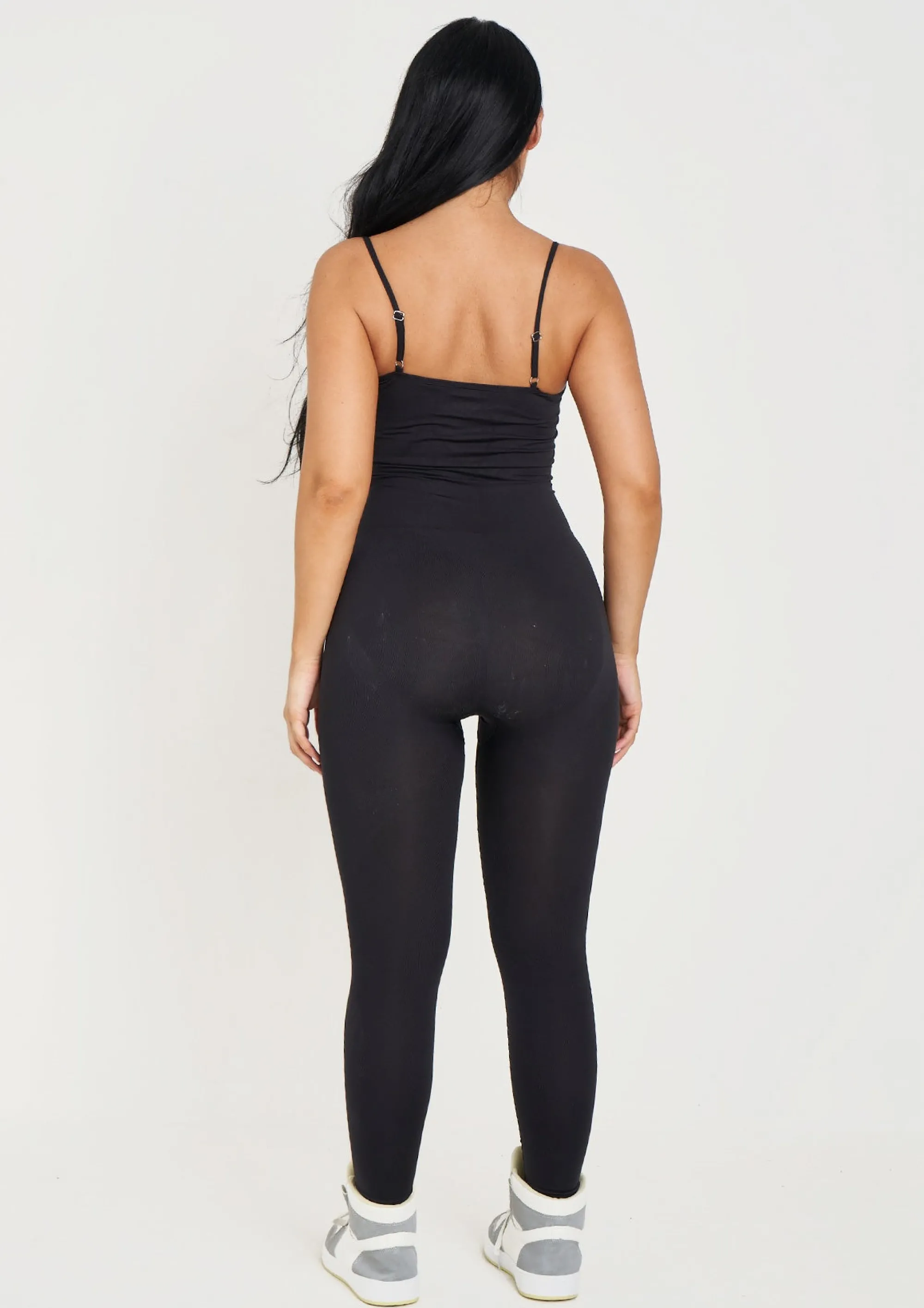 Missy Empire Adele Black Seamless Strappy All In One Jumpsuit^Women Seamless & Shapewear