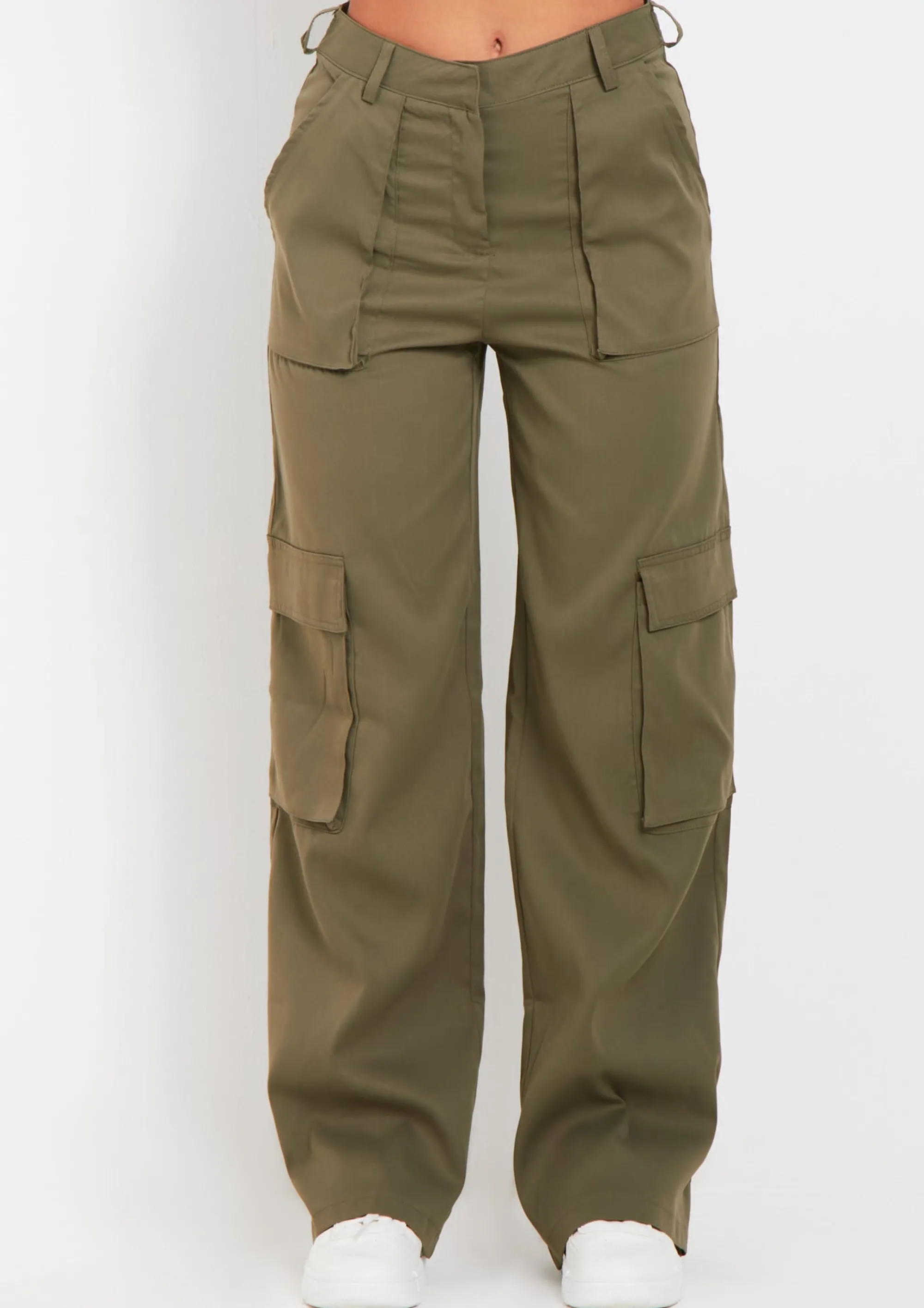 Missy Empire Ainsley Khaki Pocket Detail Mid Rise Cargo Pants^Women Trousers