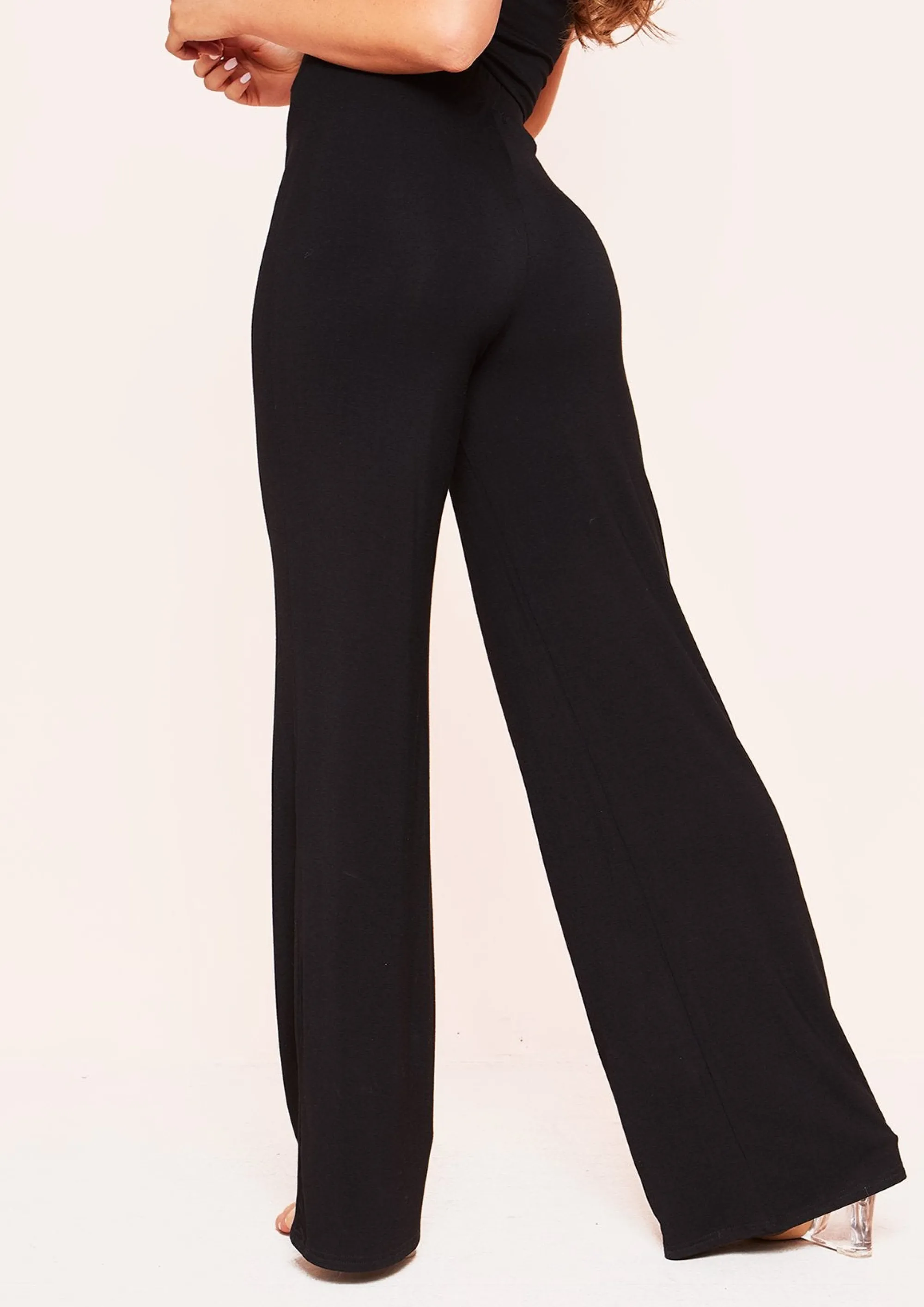 Missy Empire Aleena Black Wide Leg Jersey Trousers^Women Trousers