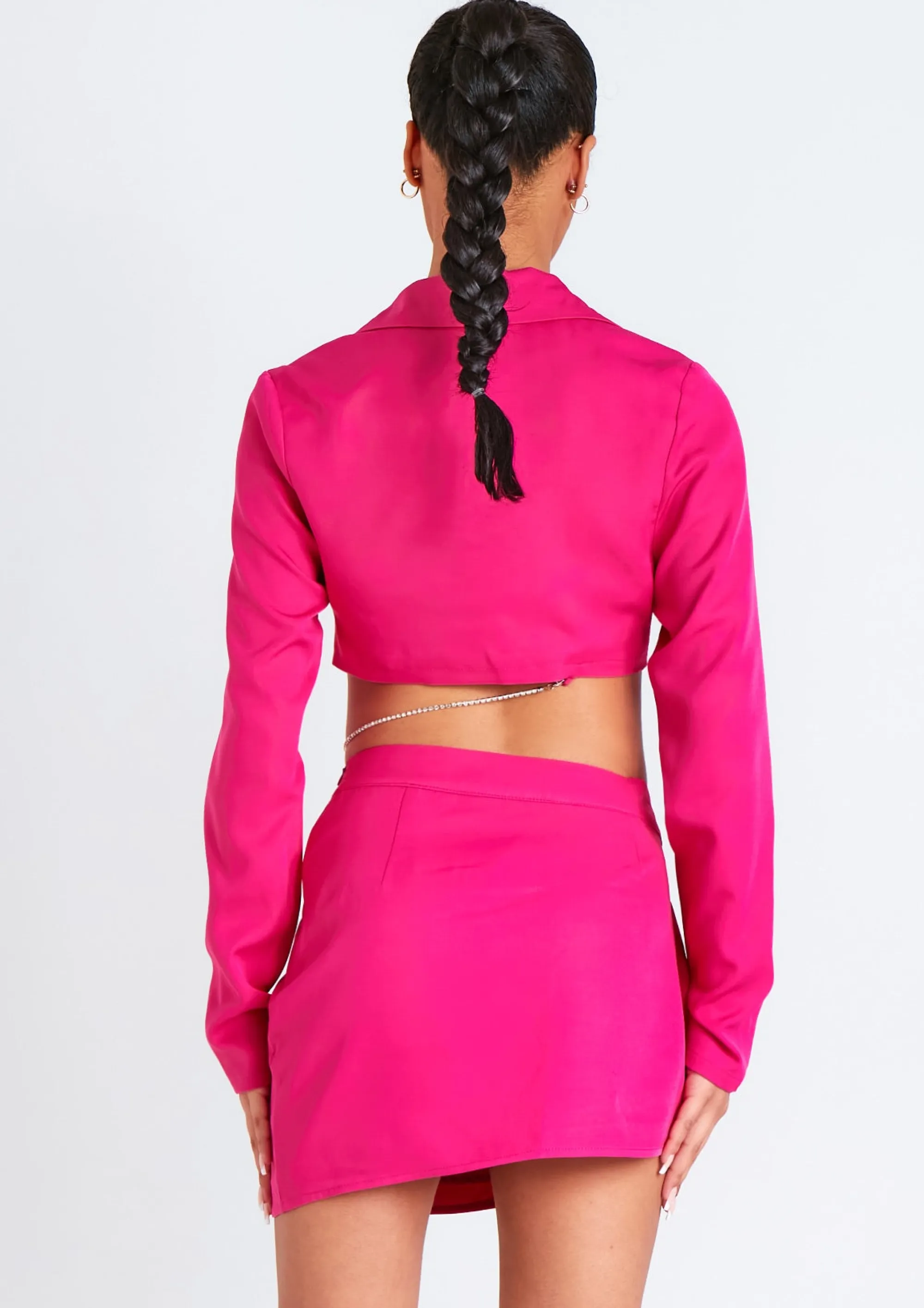 Missy Empire Alice Pink Cropped Blazer Co-Ord Outlet