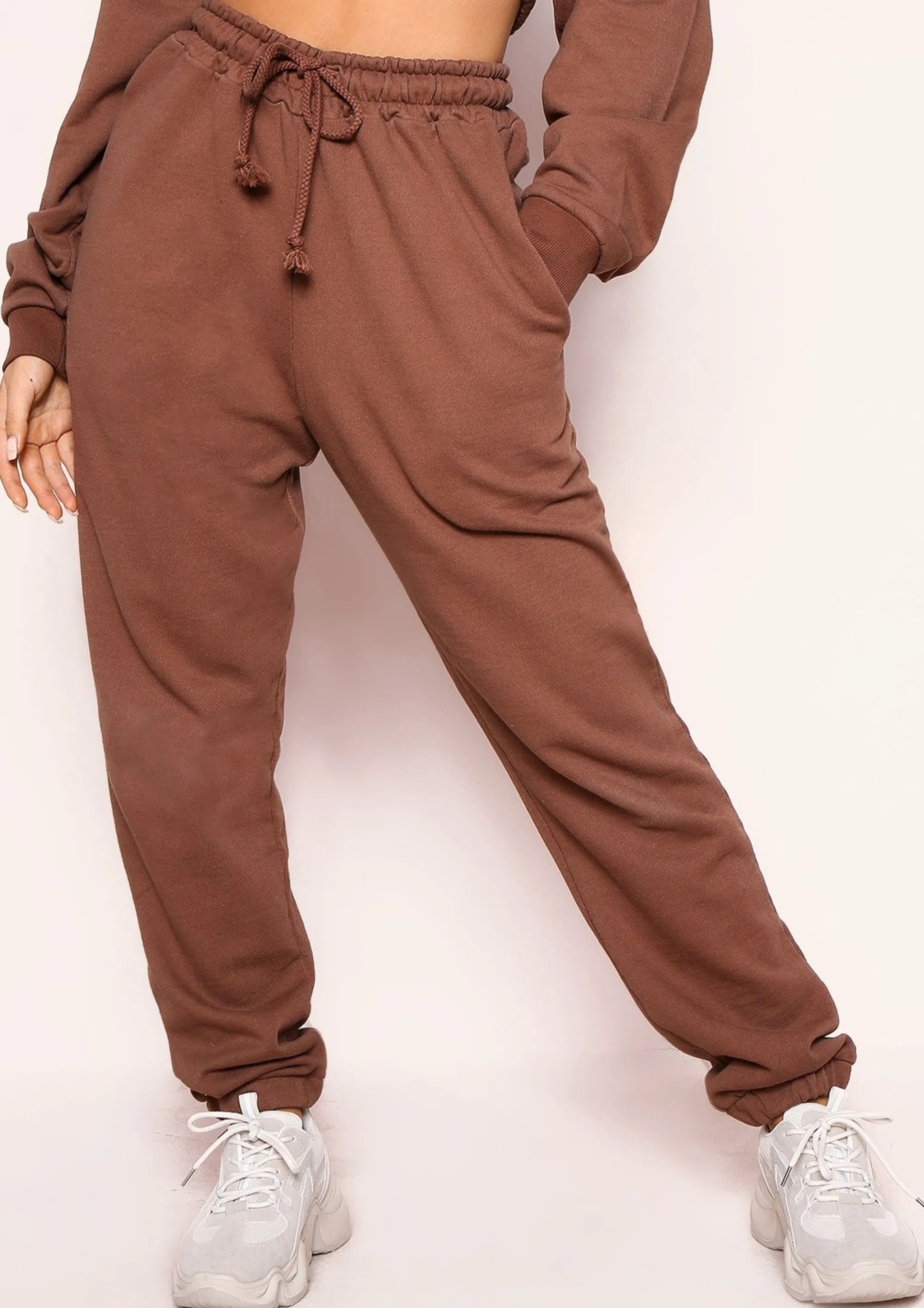 Missy Empire Angela Chocolate Elasticated Hem Drawstring Joggers^Women Tracksuits