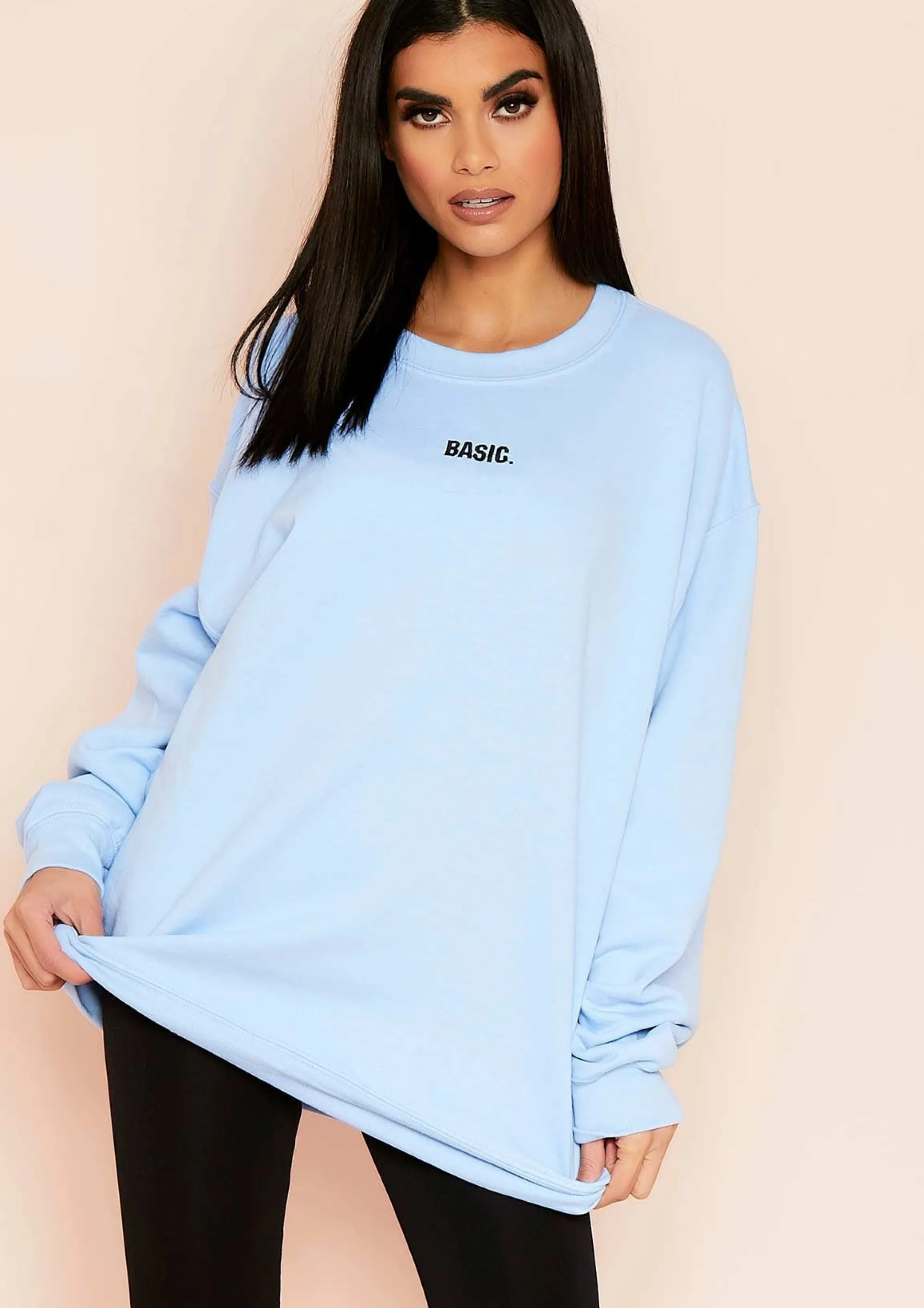 Missy Empire Ariana Blue Basic Slogan Oversized Sweatshirt^Women Loungewear