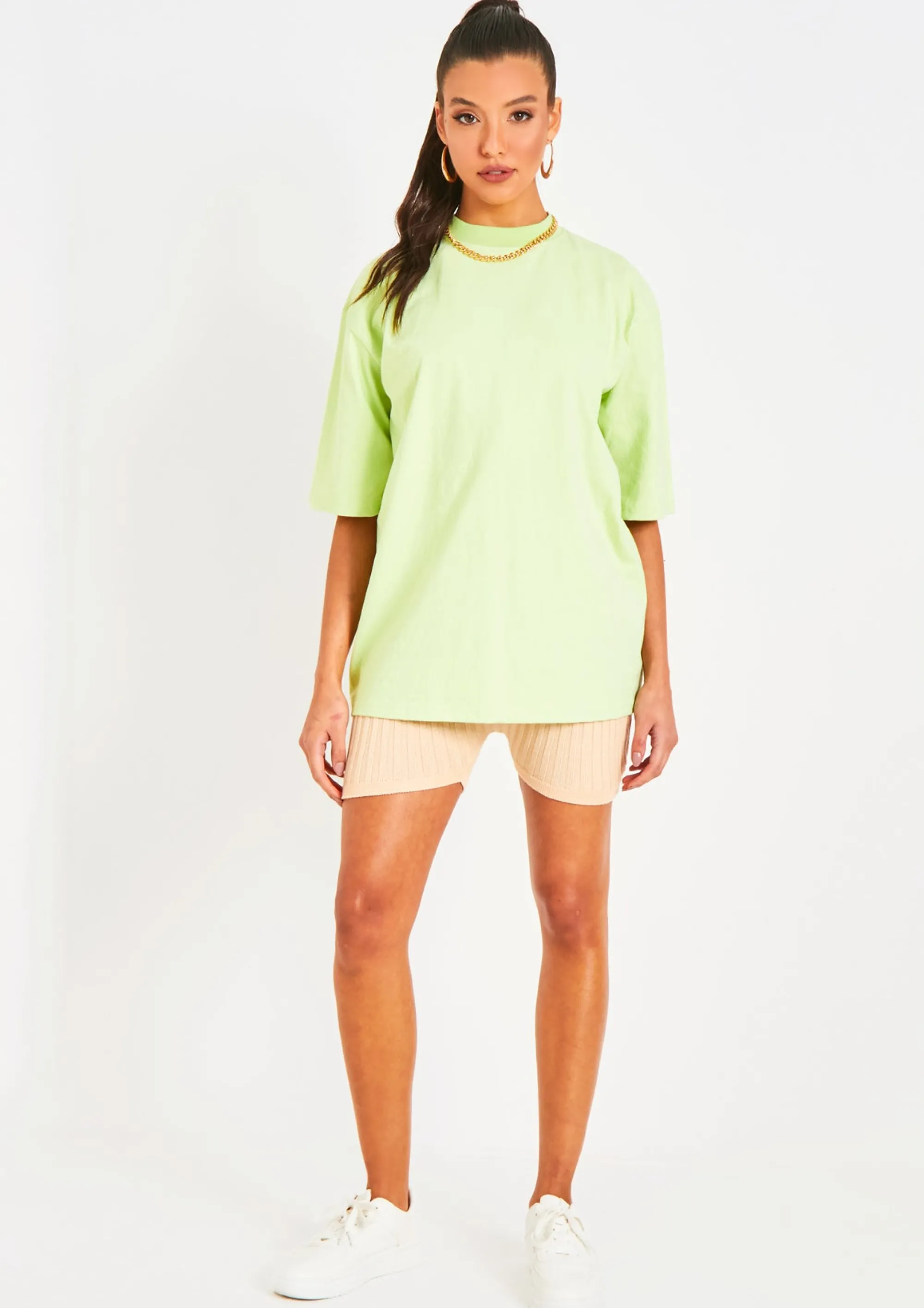 Missy Empire Ariel Lime Miami Slogan Oversized T-Shirt Discount