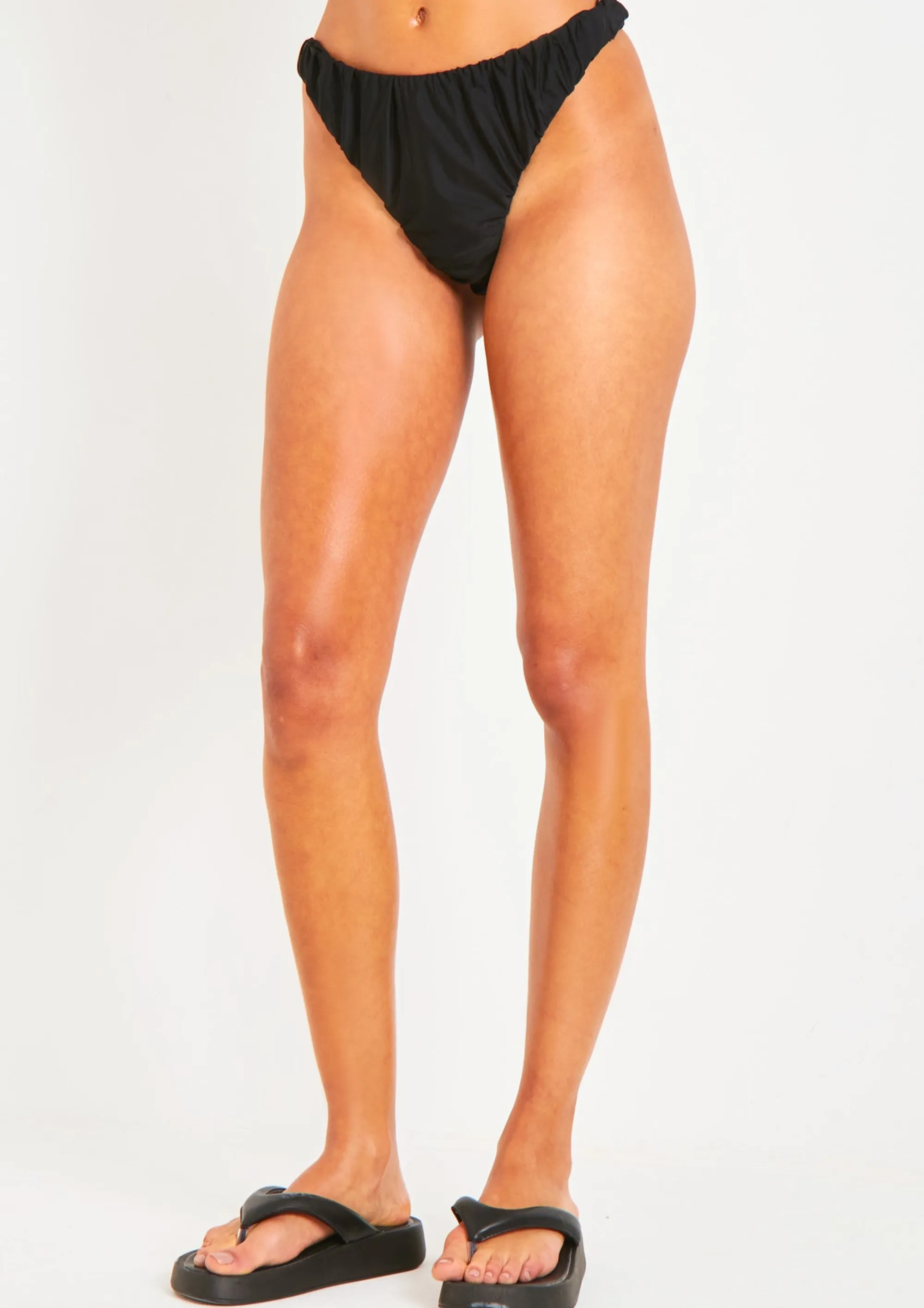 Missy Empire Aston Black Ruched Bikini Thong Best Sale