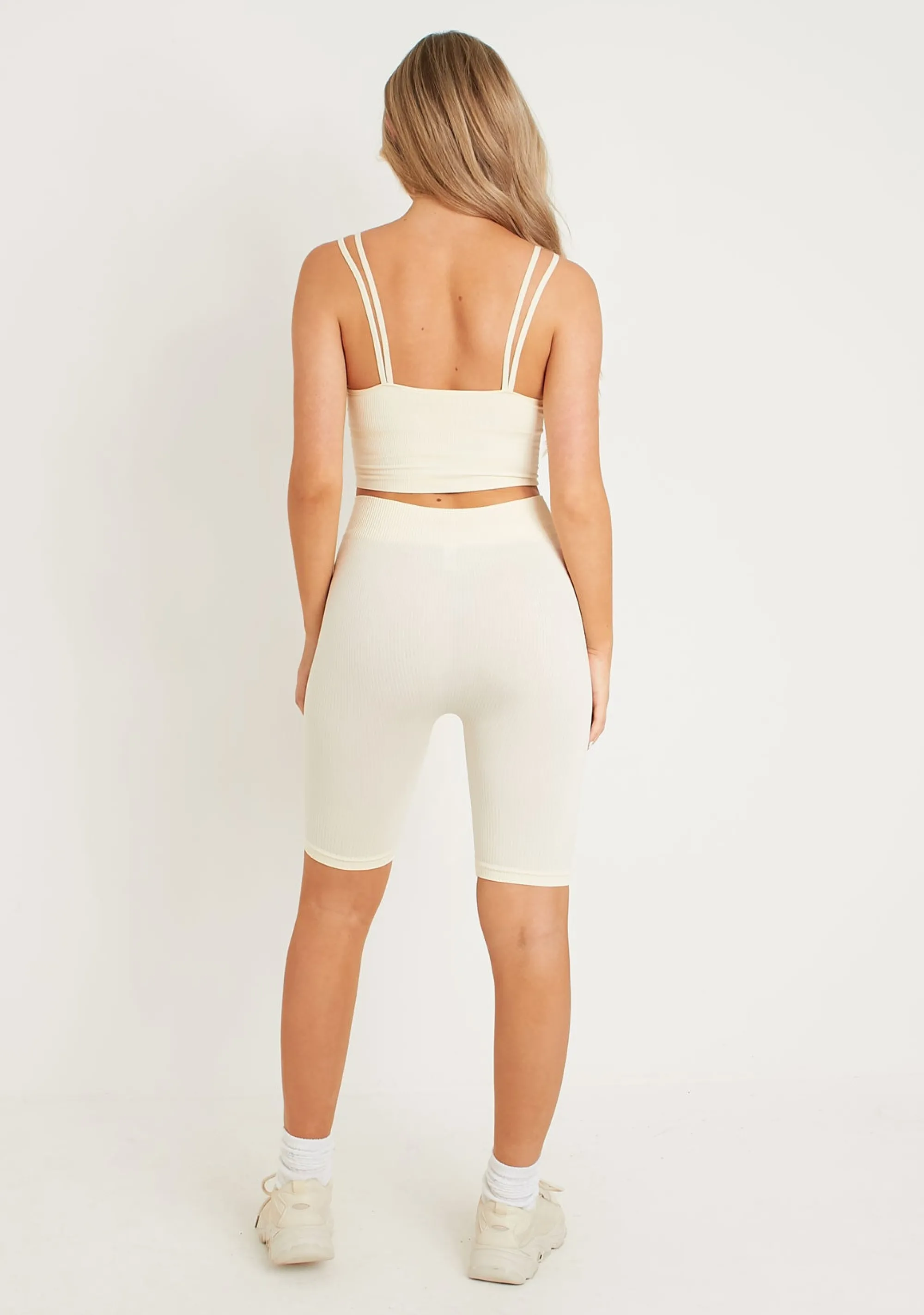 Missy Empire Aubree Cream Ribbed Seamless Cycling Shorts^Women Shorts