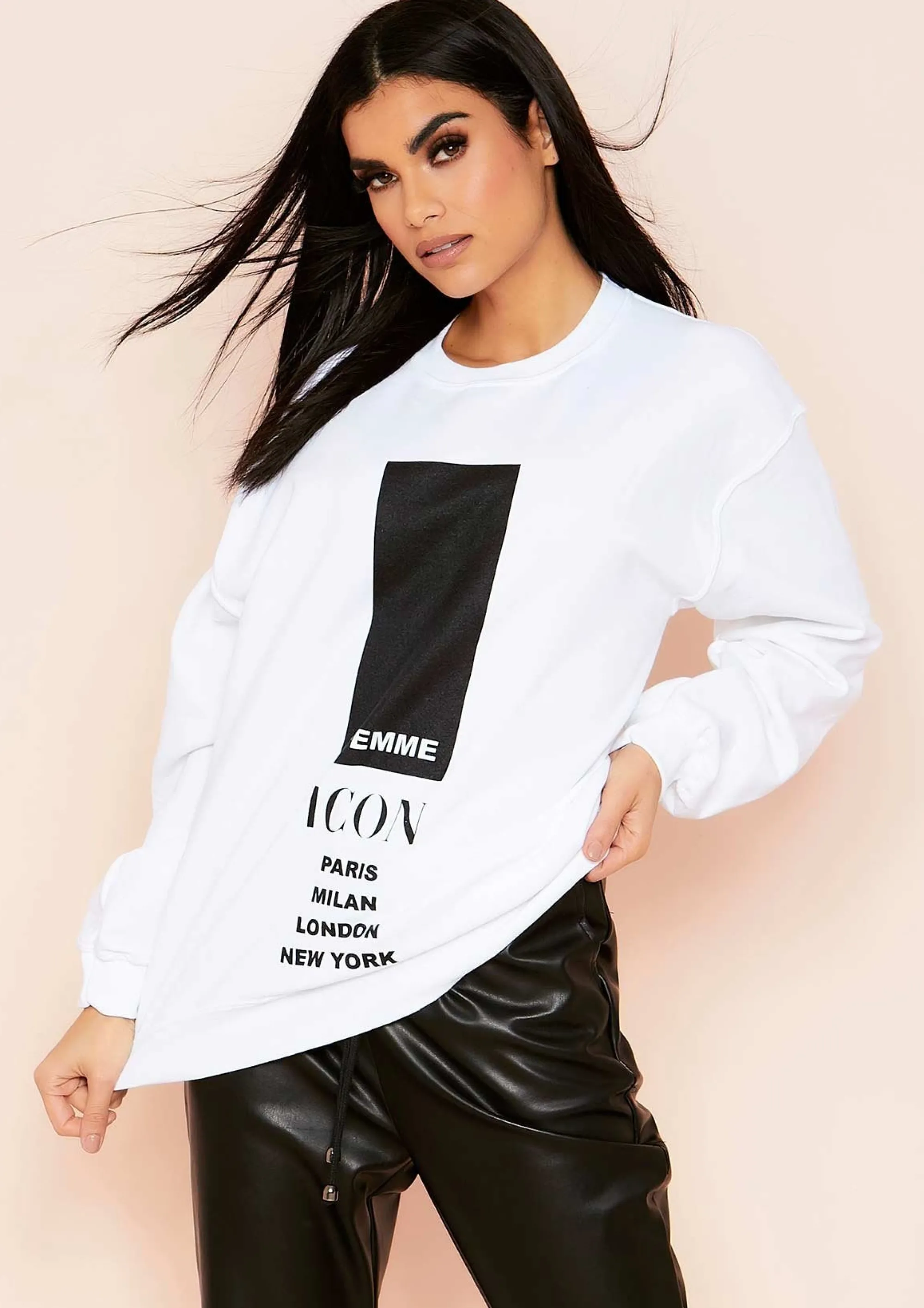 Missy Empire Austyn White Slogan Femme Icon Oversized Sweatshirt^Women Loungewear