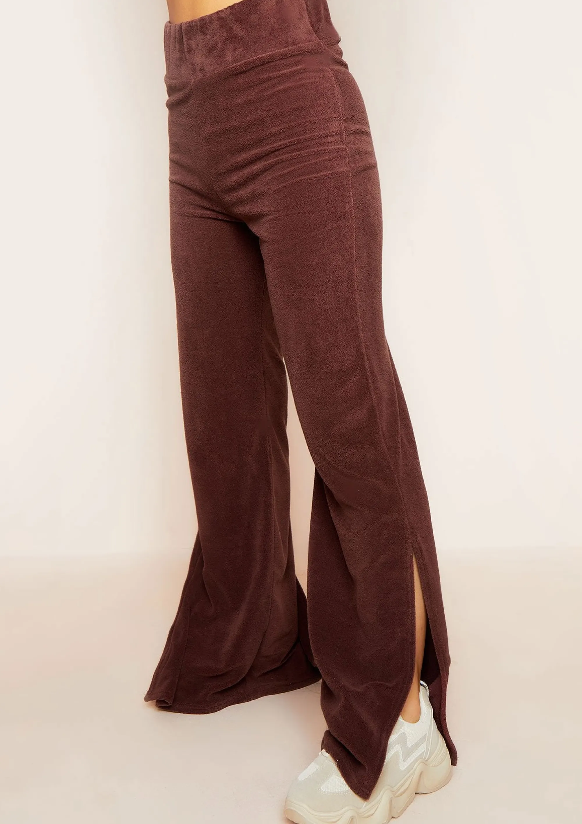 Missy Empire Belle Chocolate Velour Split Hem Joggers^Women Tracksuits