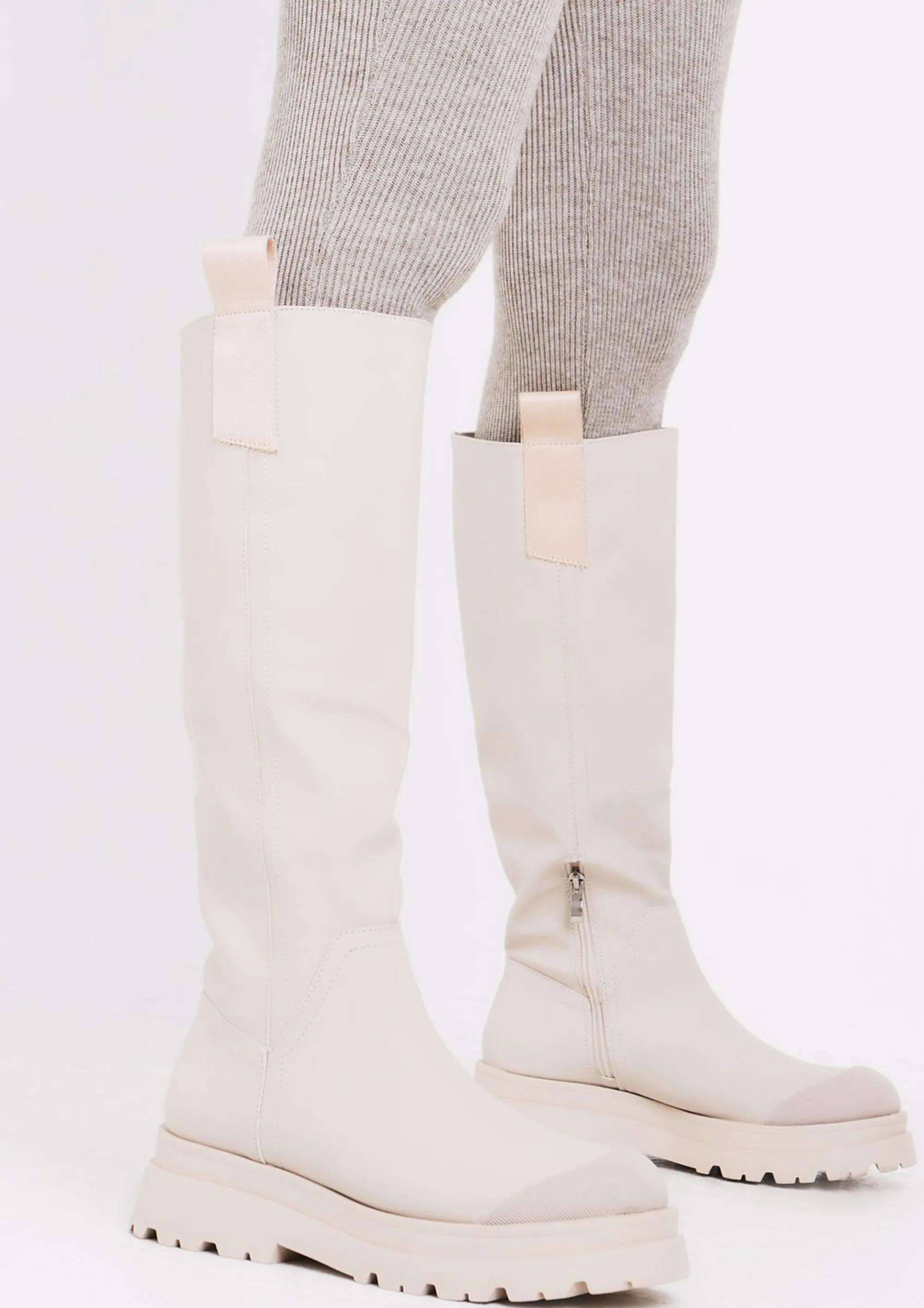 Missy Empire Beth Beige Knee High Wellie Boots^Women Boots