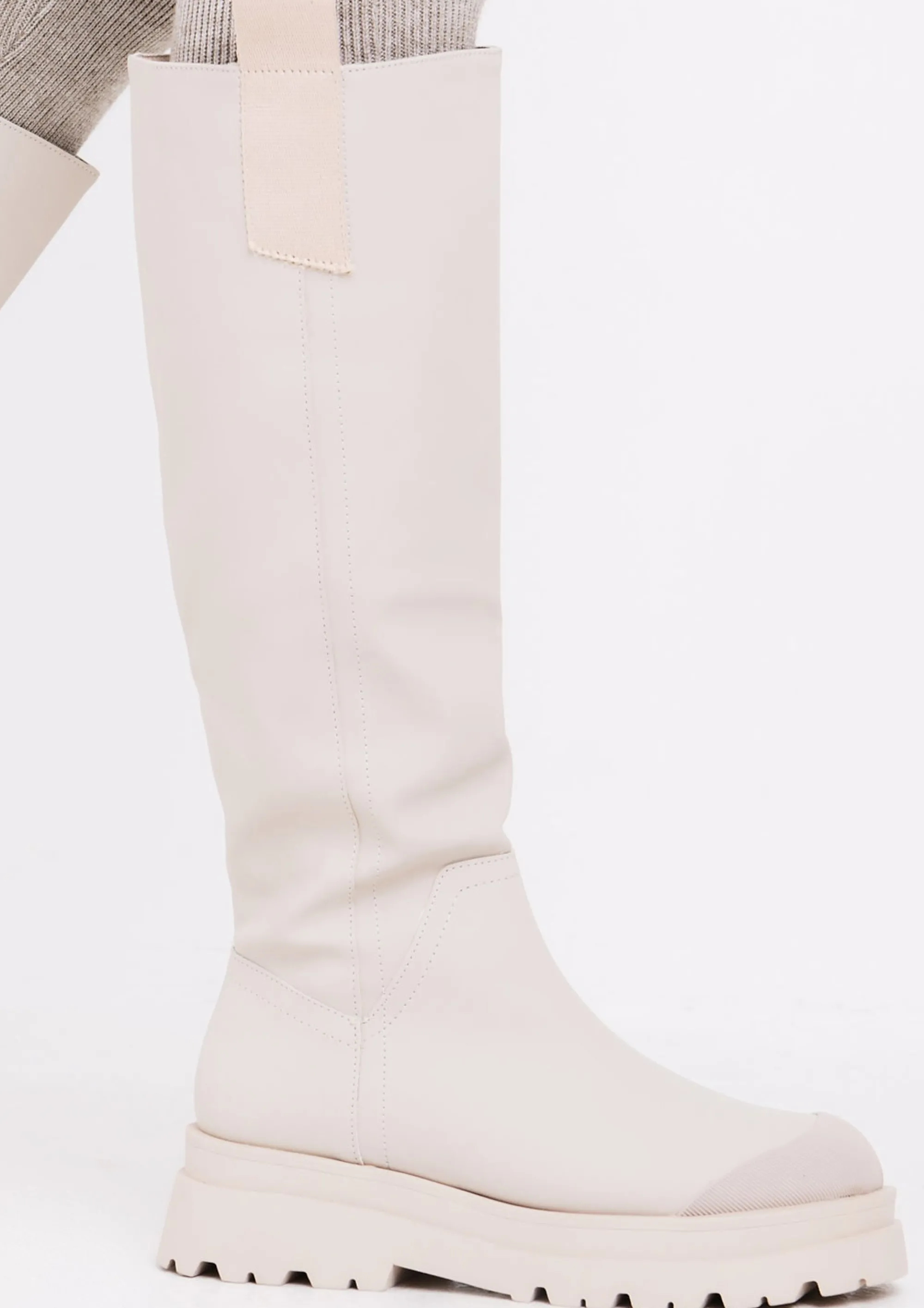 Missy Empire Beth Beige Knee High Wellie Boots^Women Boots