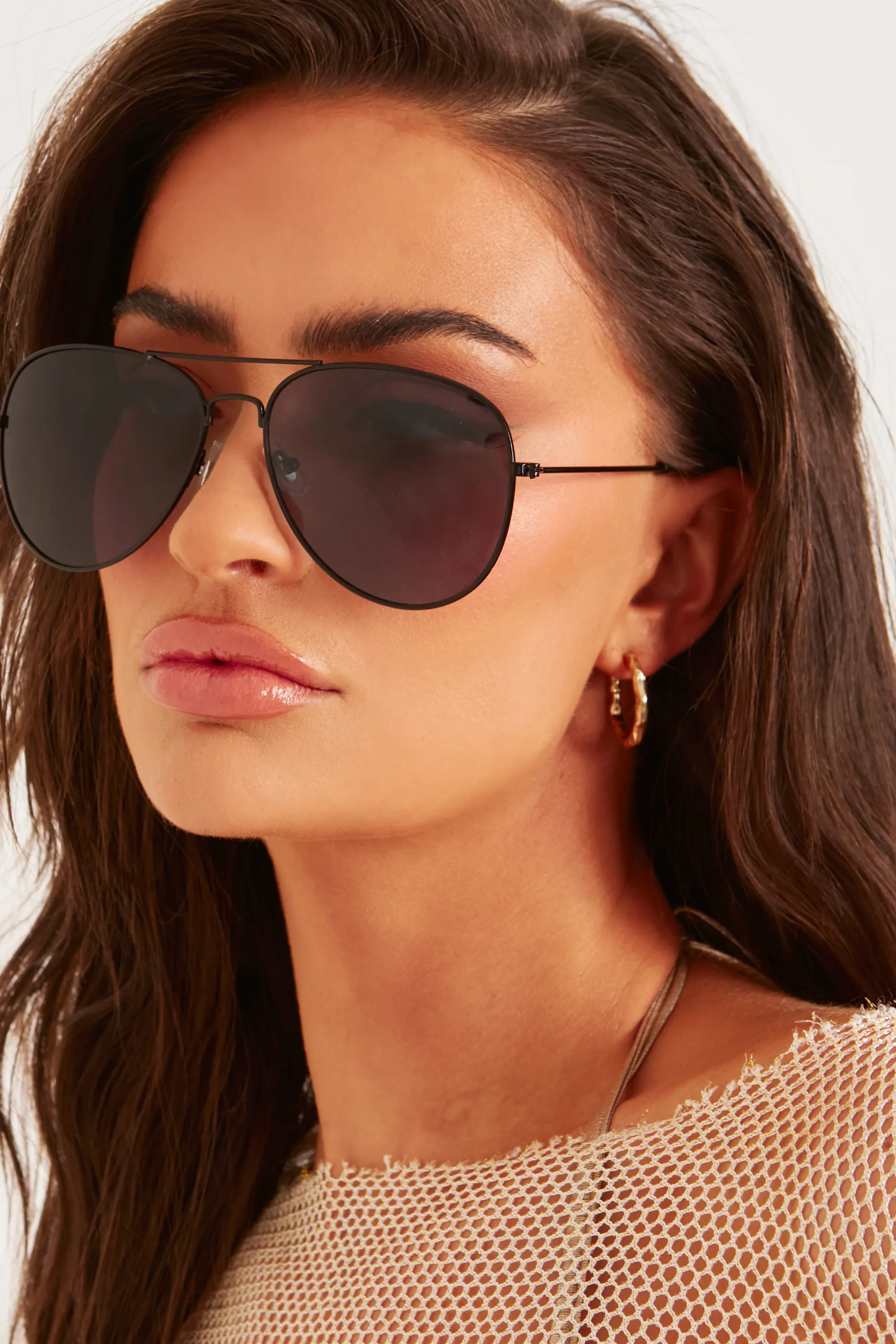 Missy Empire Brielle Black Aviator Sunglasses^Women Sunglasses