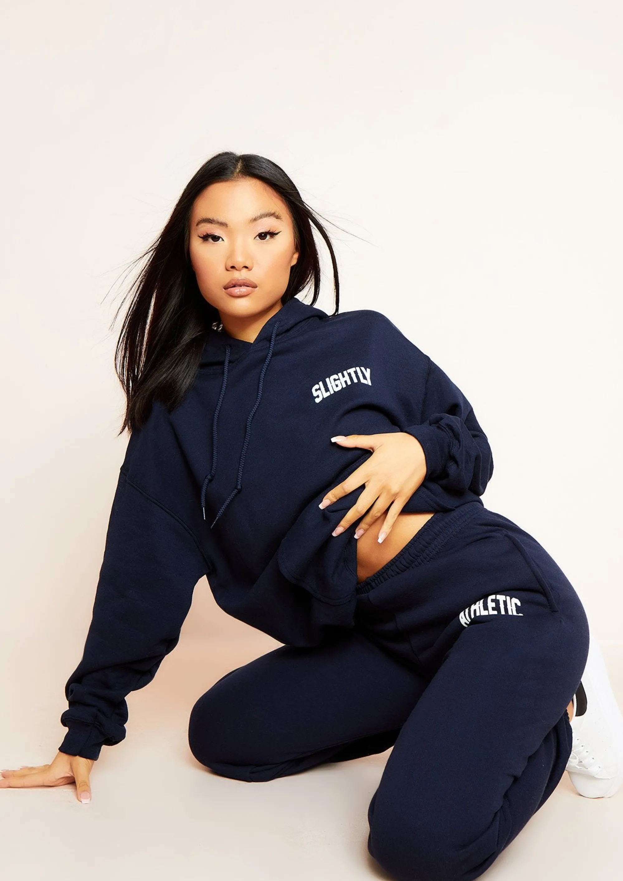 Missy Empire Brooklyn Navy 'Athletic' Slogan Casual Joggers Best Sale