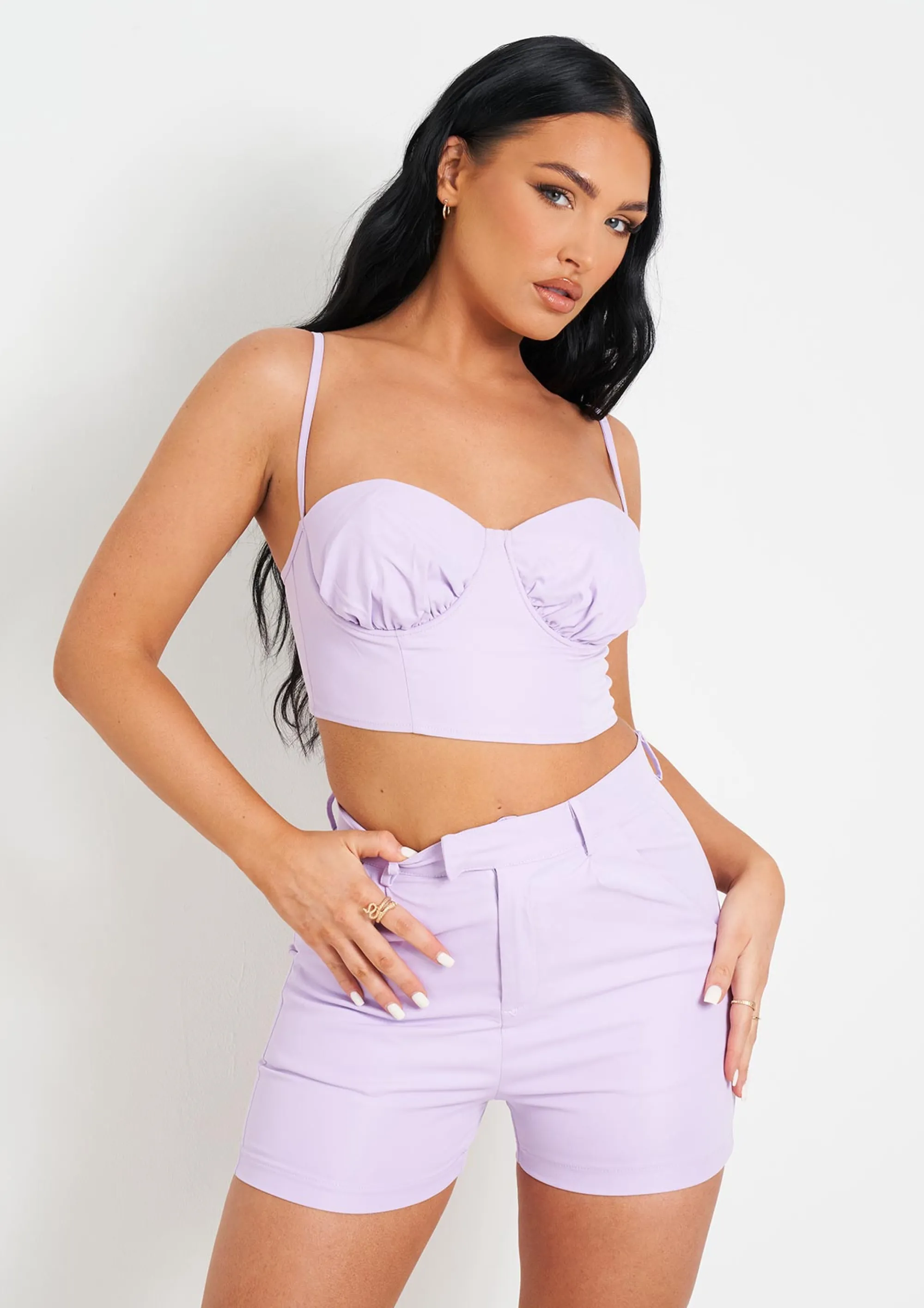 Missy Empire Carmen Lilac Tailored Bralet New