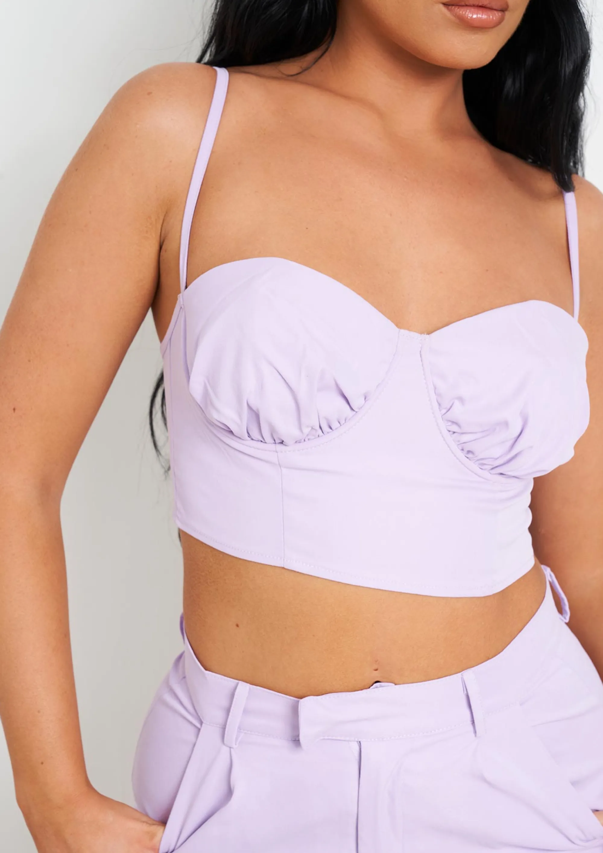 Missy Empire Carmen Lilac Tailored Bralet New