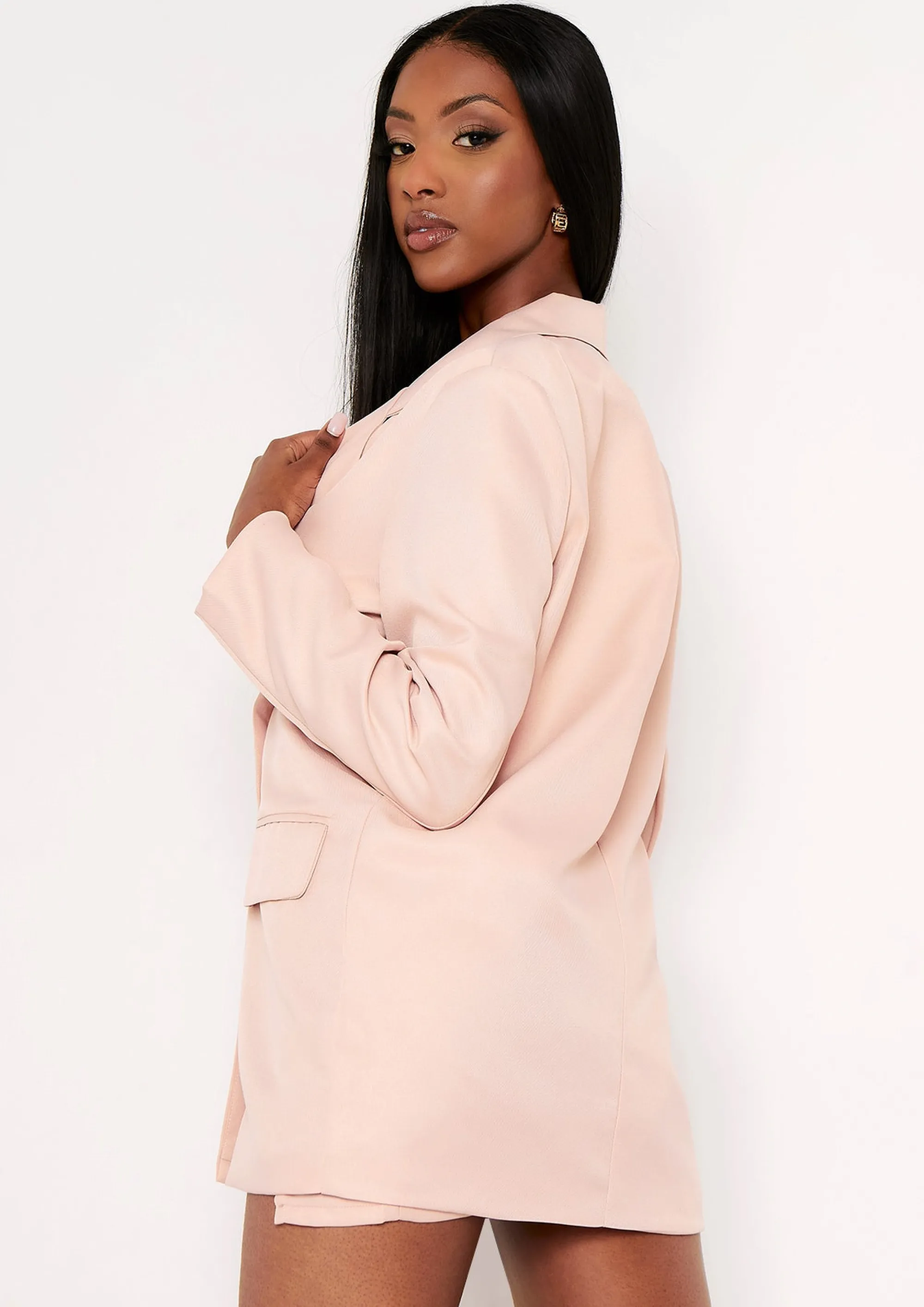 Missy Empire Casey Nude Double Breasted Oversized Blazer Fashion