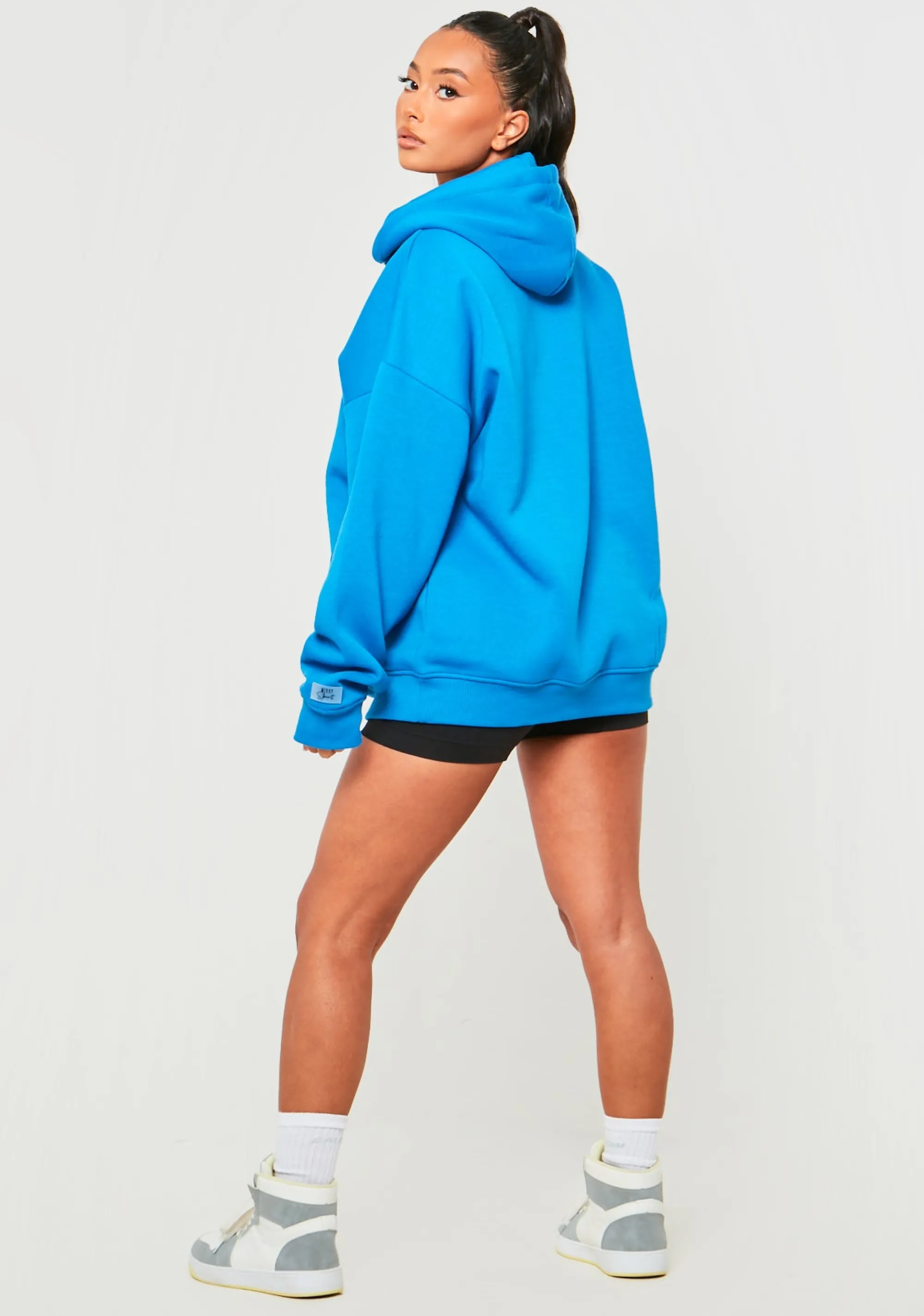 Missy Empire Charlotte Blue Missy Sport Oversized Hoodie Cheap