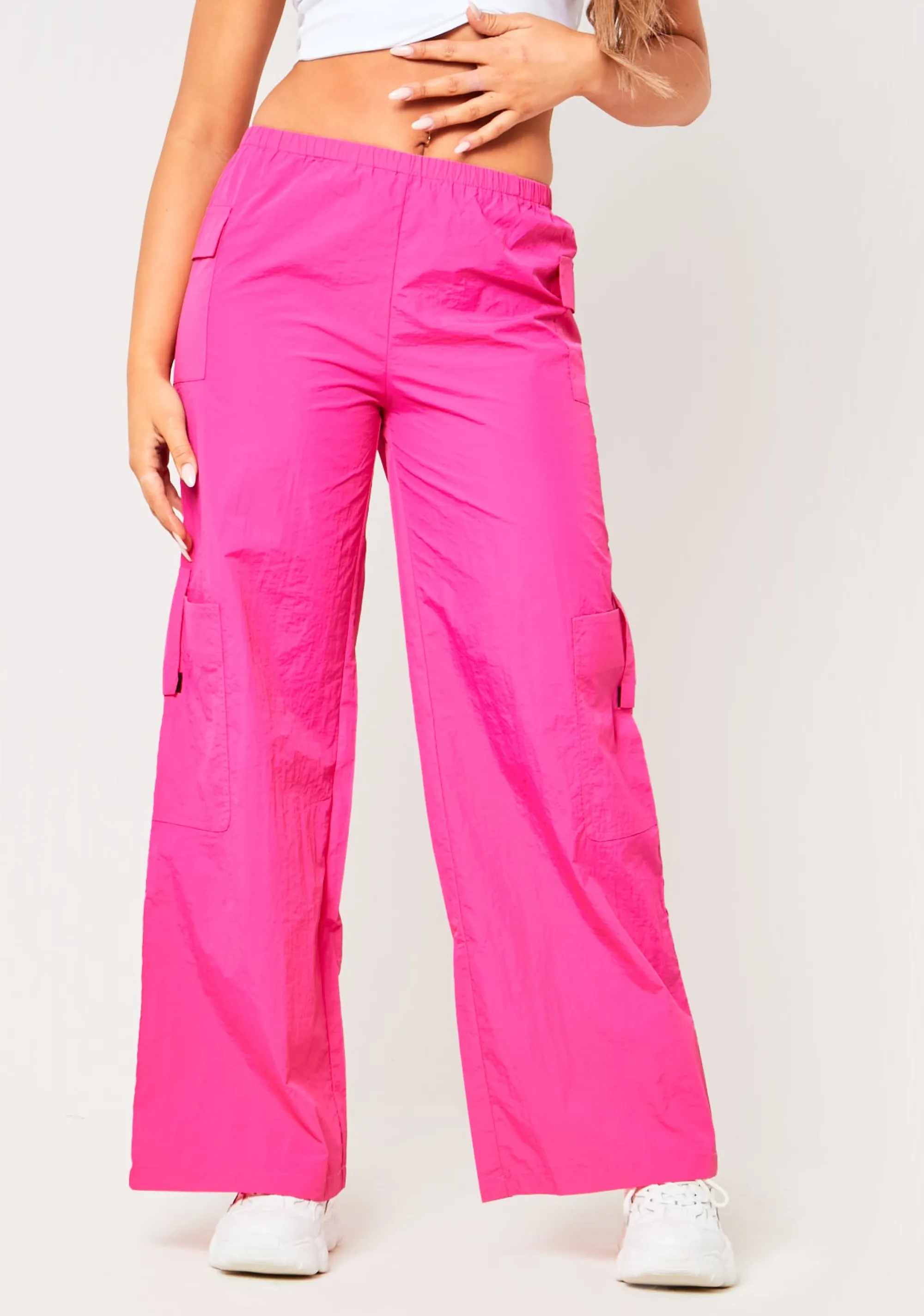 Missy Empire Cindy Pink Wide Leg Cargo Trousers^Women Trousers