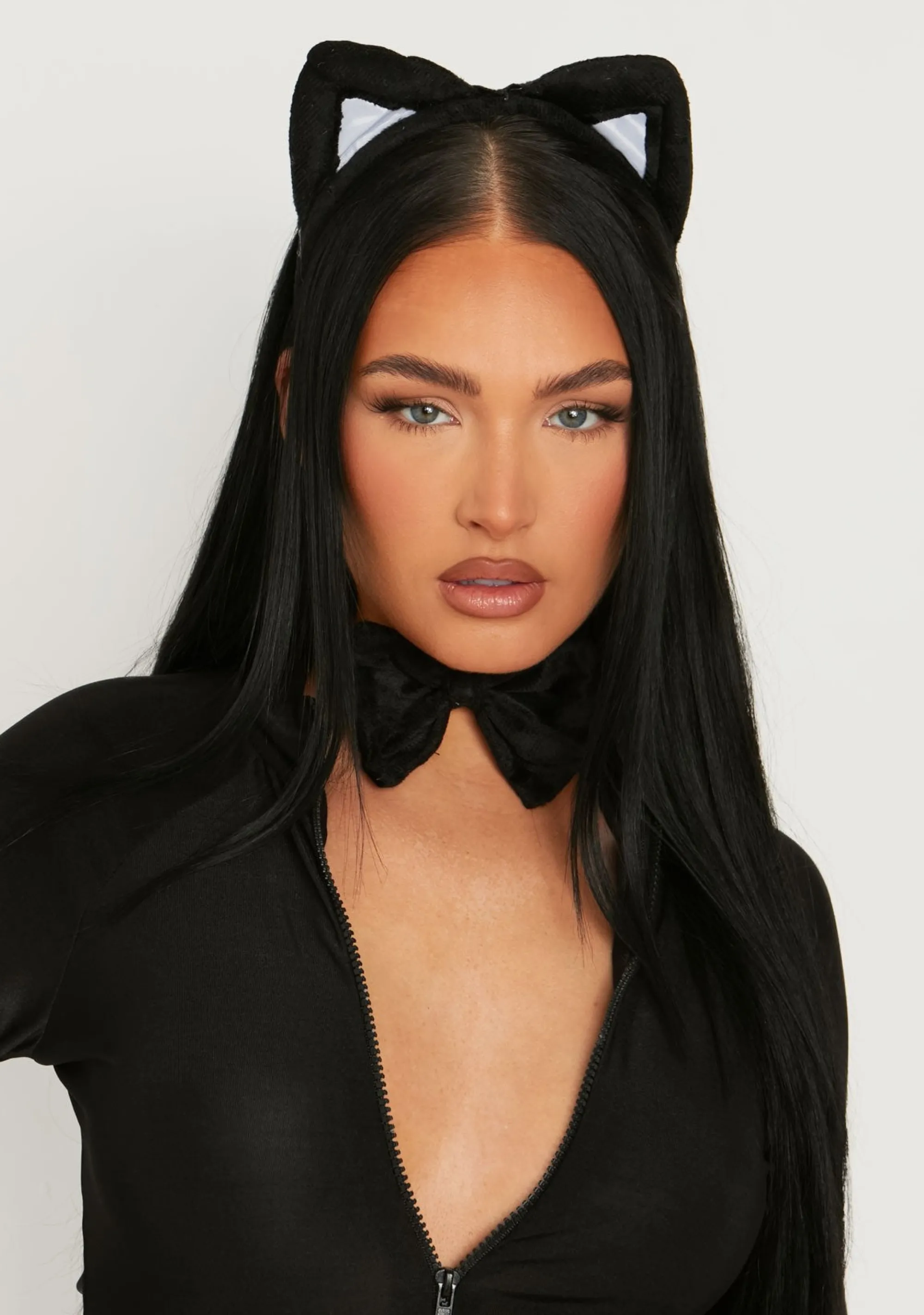 Missy Empire Cleo Black 3Pc Cat Costume Set^Women Hair Accessories