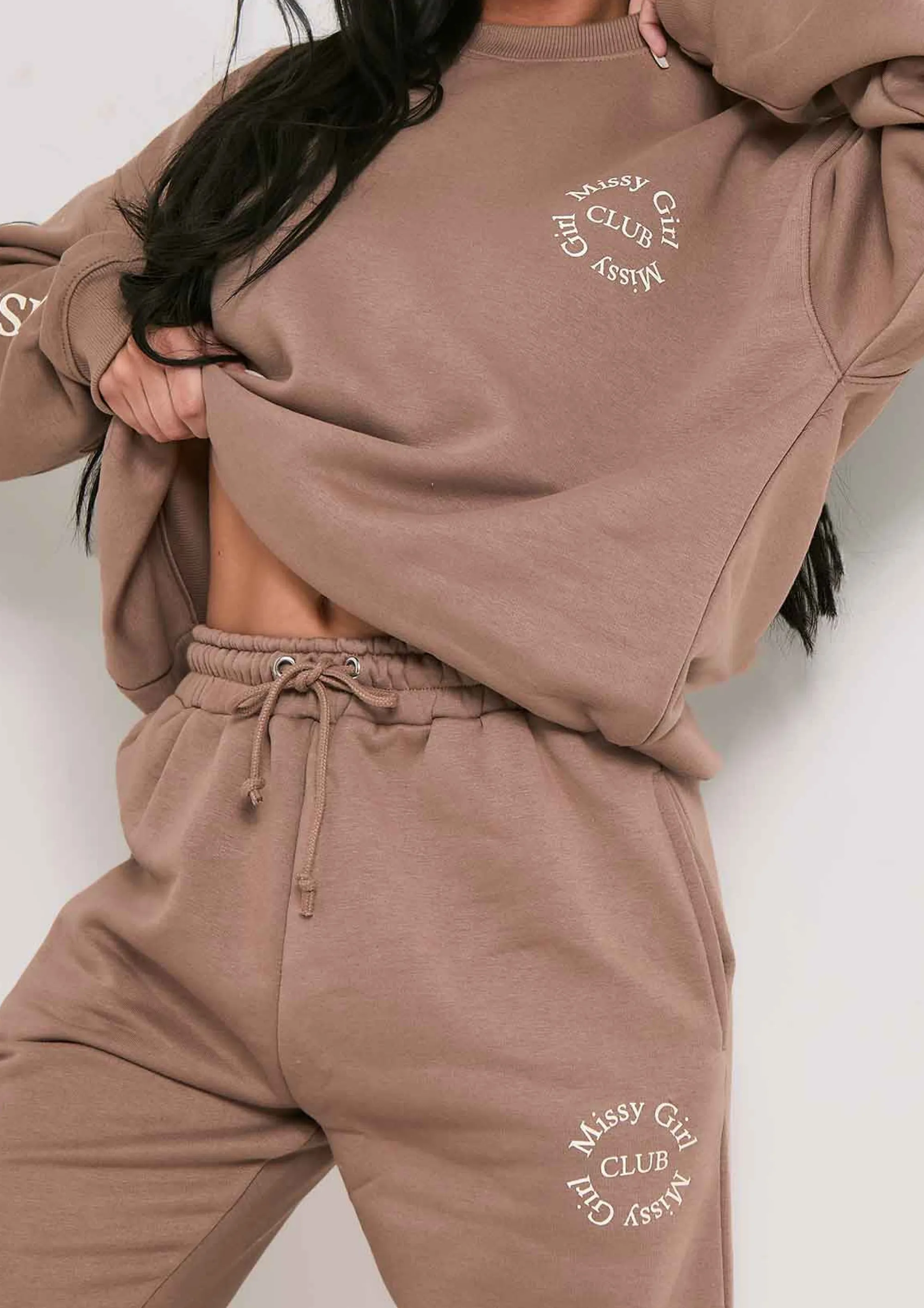 Missy Empire Daisy Mocha Club Sweatshirt^Women Tracksuits