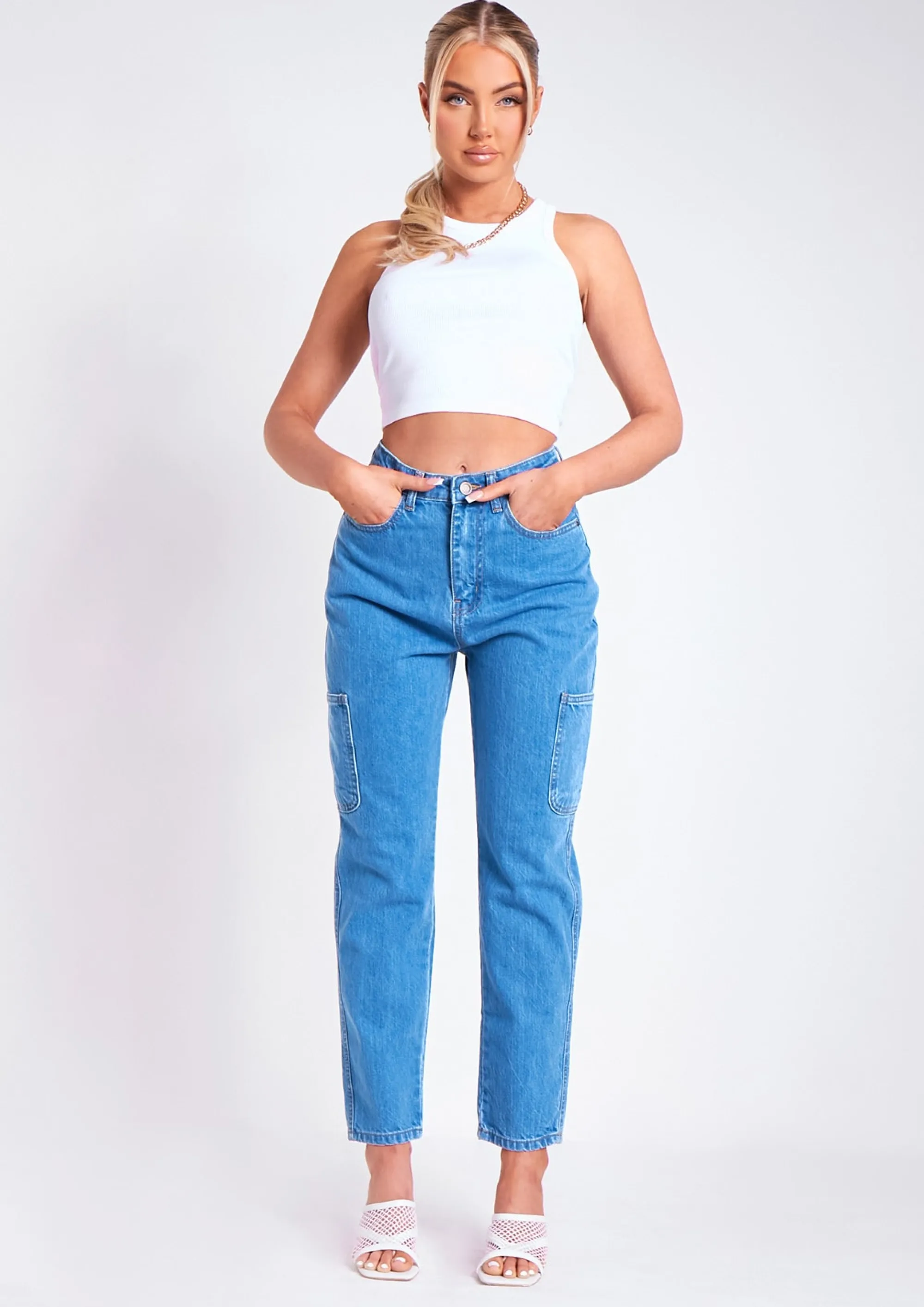 Missy Empire Destinee Denim Cargo Jeans Sale