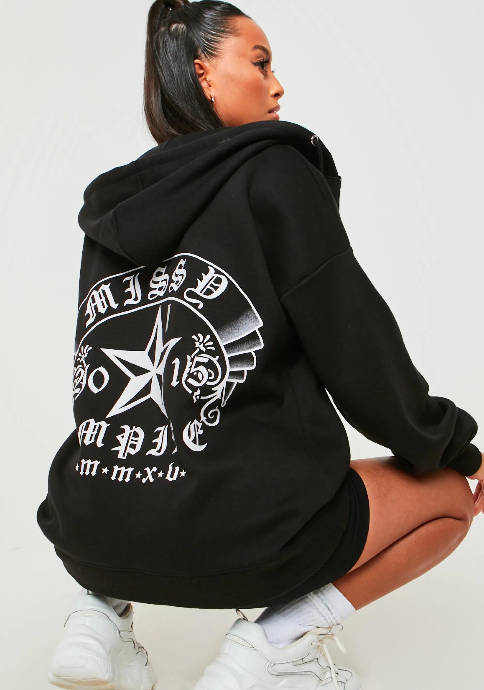 Missy Empire Devika Black Star Print Hoodie Cheap