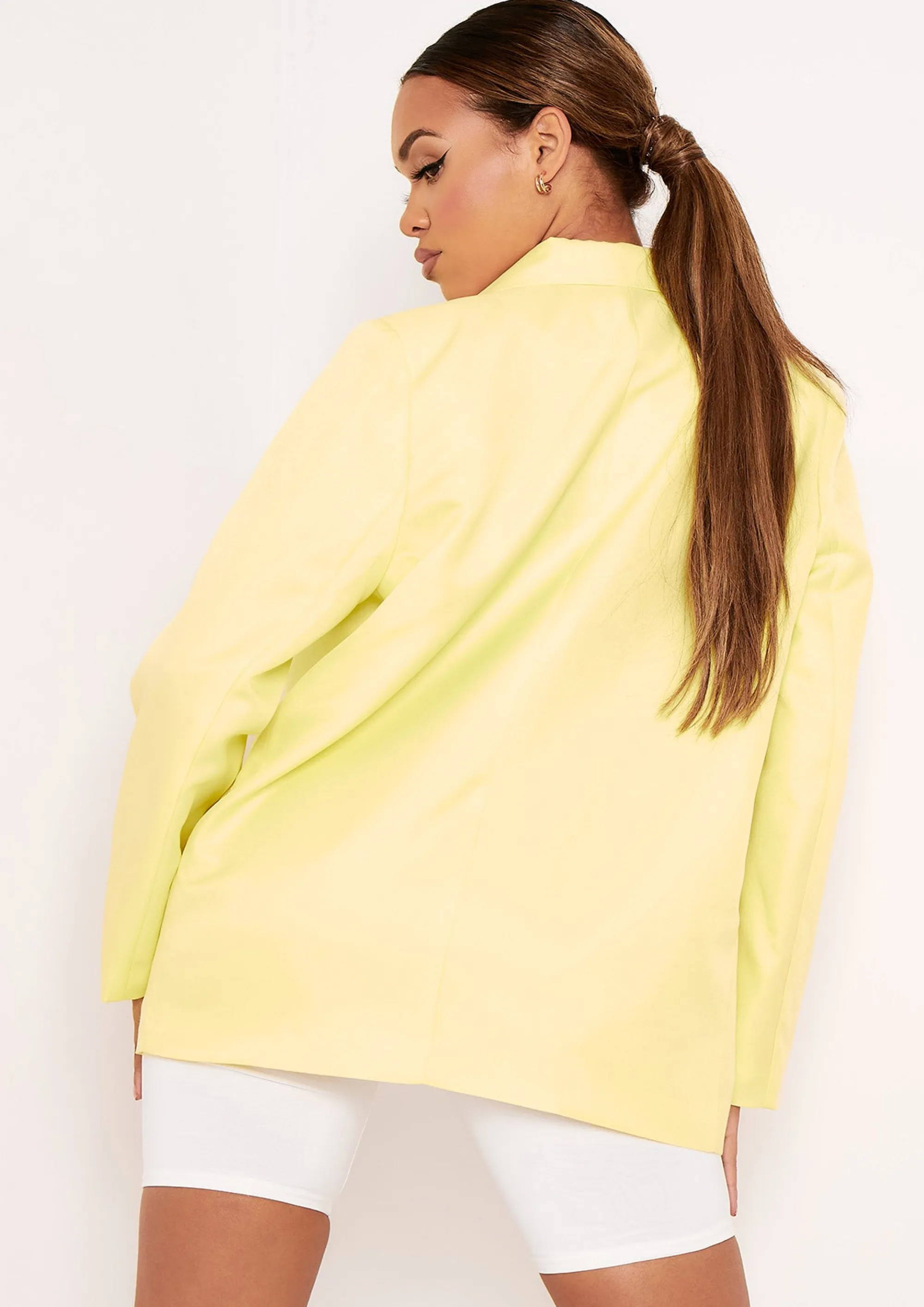 Missy Empire Elise Lemon Yellow Tailored Oversized Blazer Best