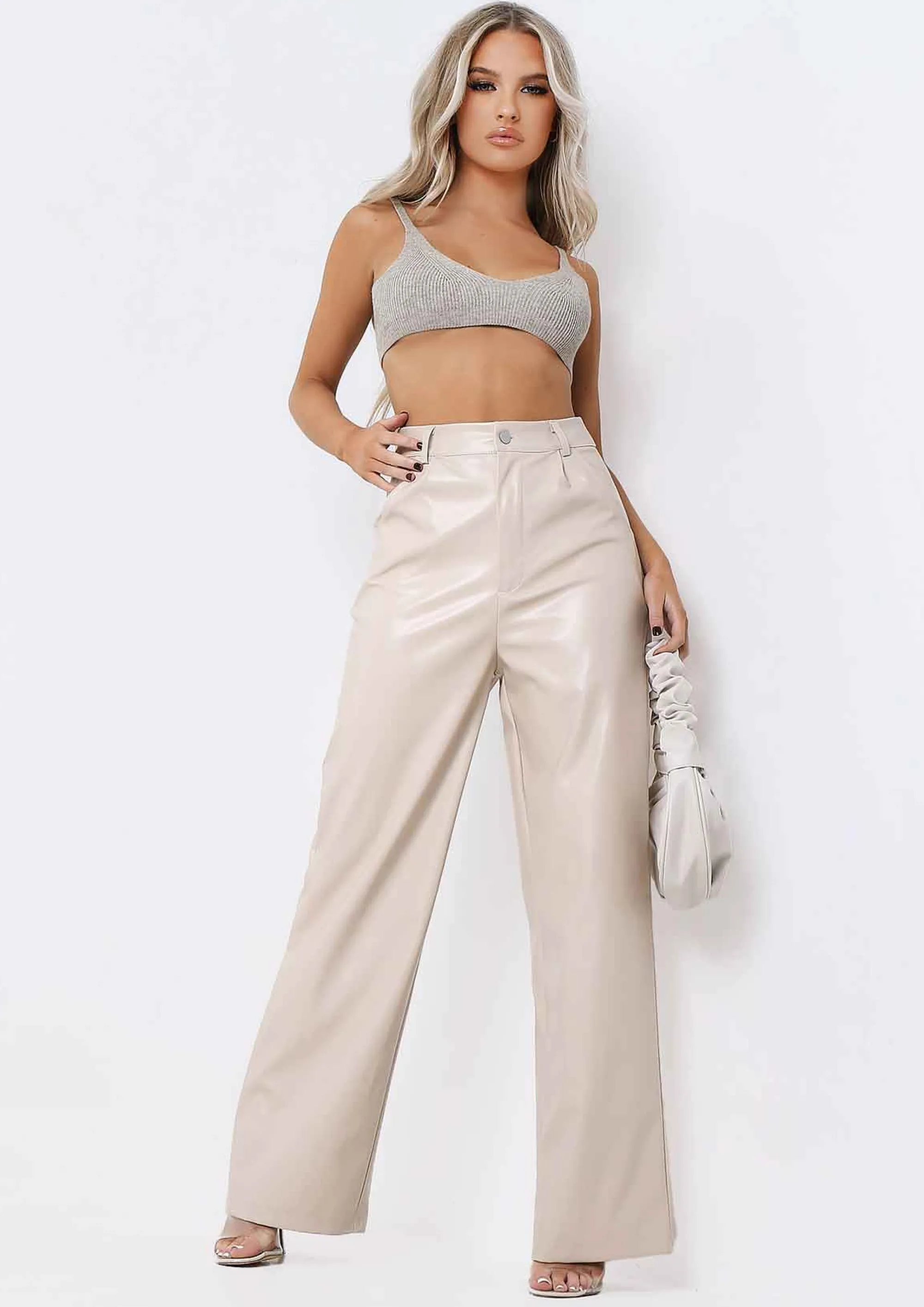 Missy Empire Emily Stone Pu Wide Leg Trousers^Women Trousers