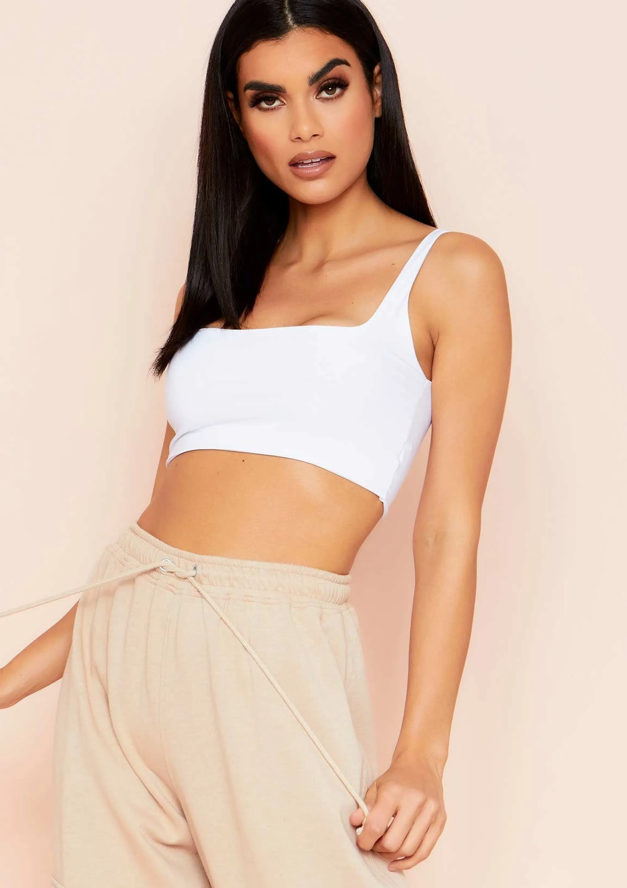 Missy Empire Evelyn White Slinky Square Neck Extreme Crop Top Cheap