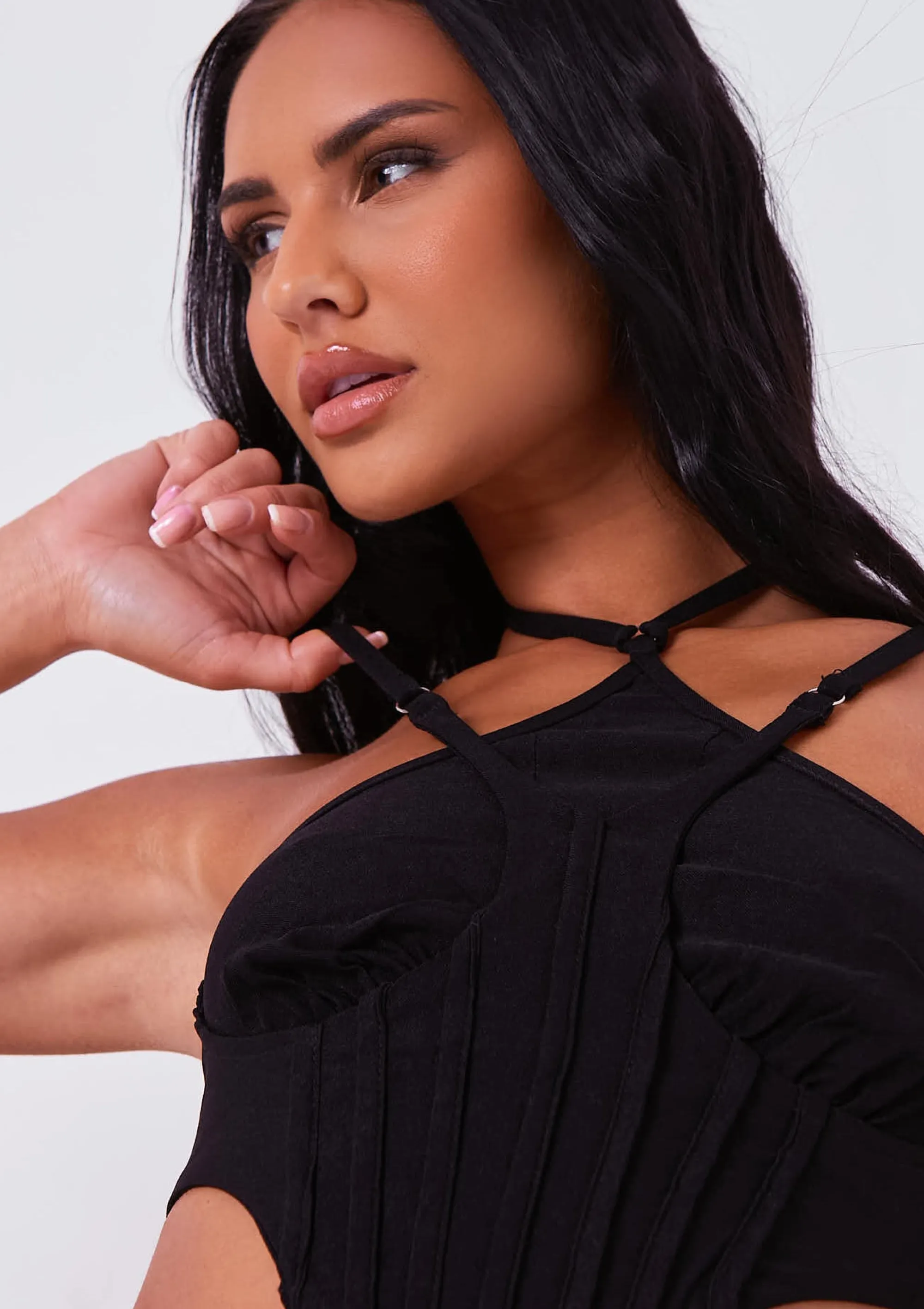 Missy Empire Evie Black Structured Corset Top Clearance