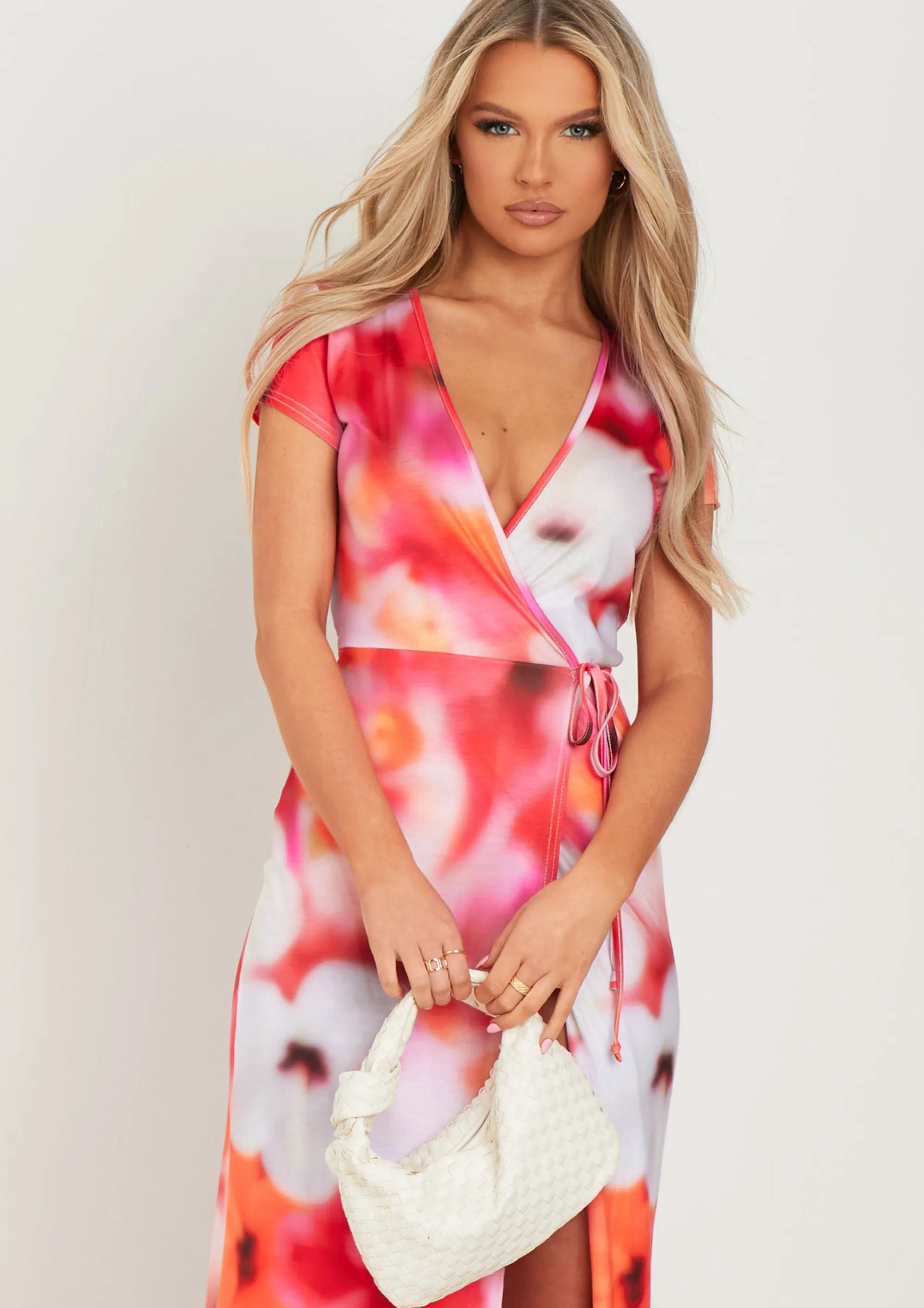 Missy Empire Gloria Pink Floral Print Wrap Maxi Dress^Women Dresses