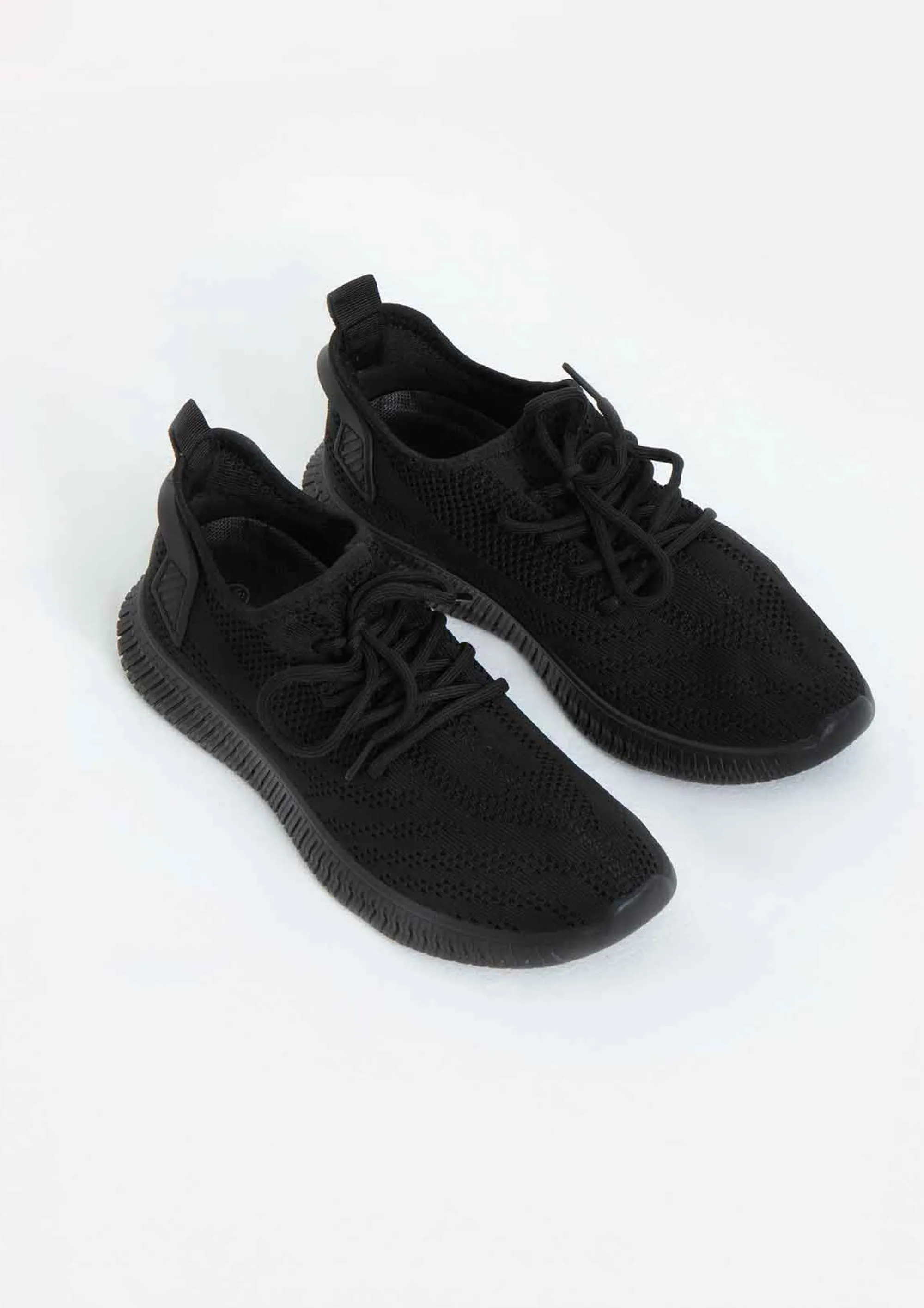 Missy Empire Hannah Black Knitted Trainers^Women Trainers