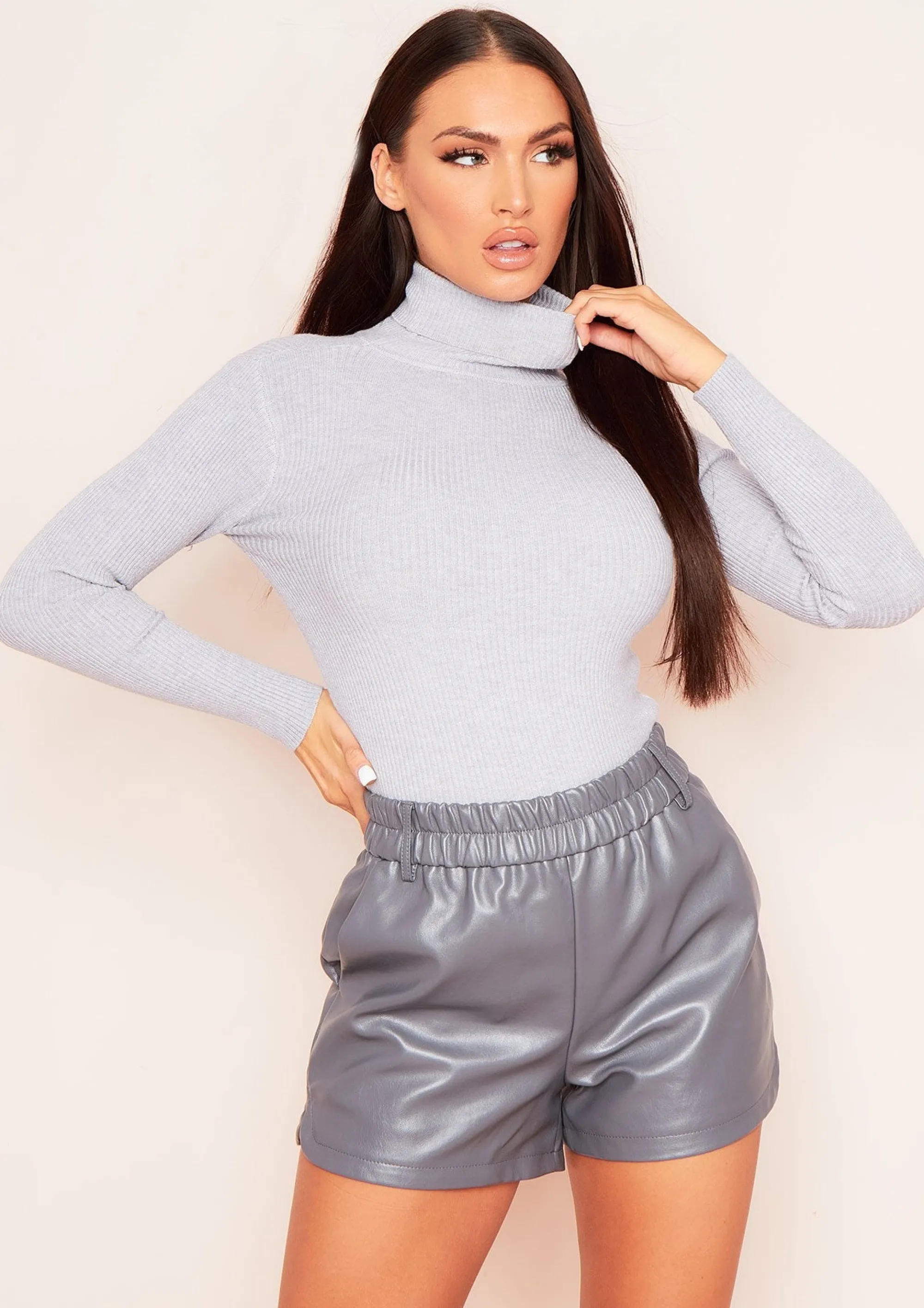 Missy Empire Jaley Grey Roll Neck Long Sleeve Top Best