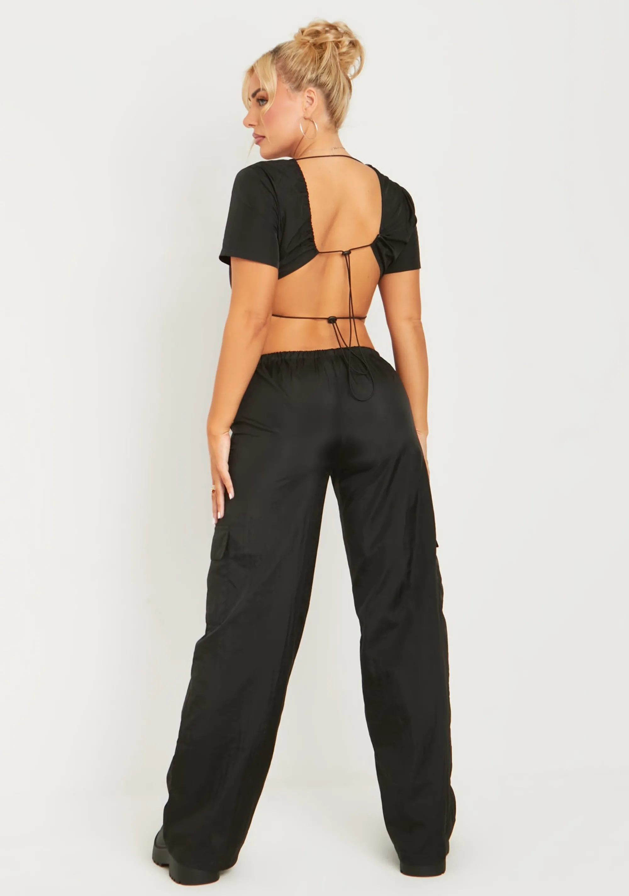 Missy Empire Jess Black Shell Toggle Back Crop Top Best