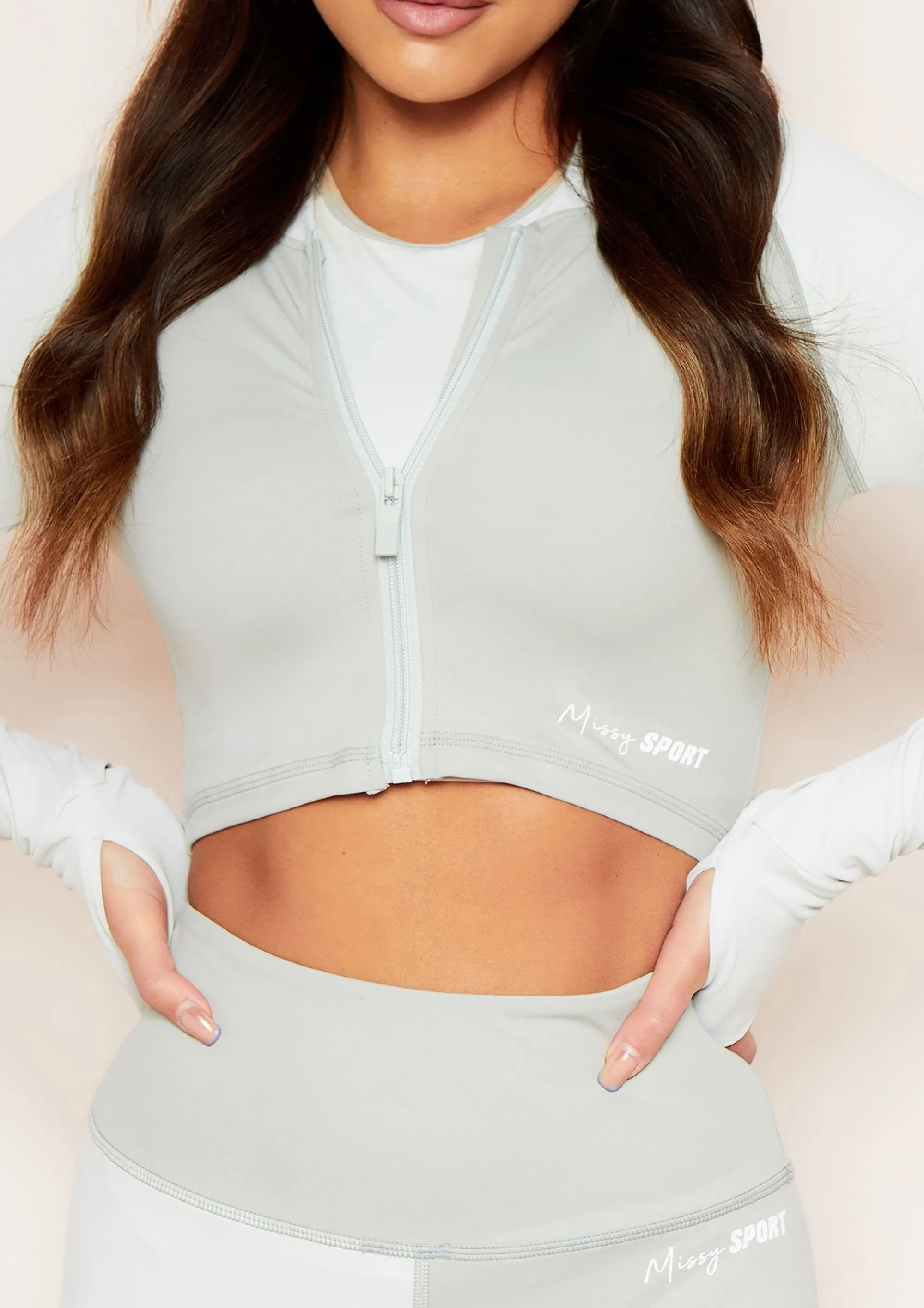 Missy Empire Josie Green Missy Sport Colour Block Zip Through Long Sleeve Gym Top^Women Activewear