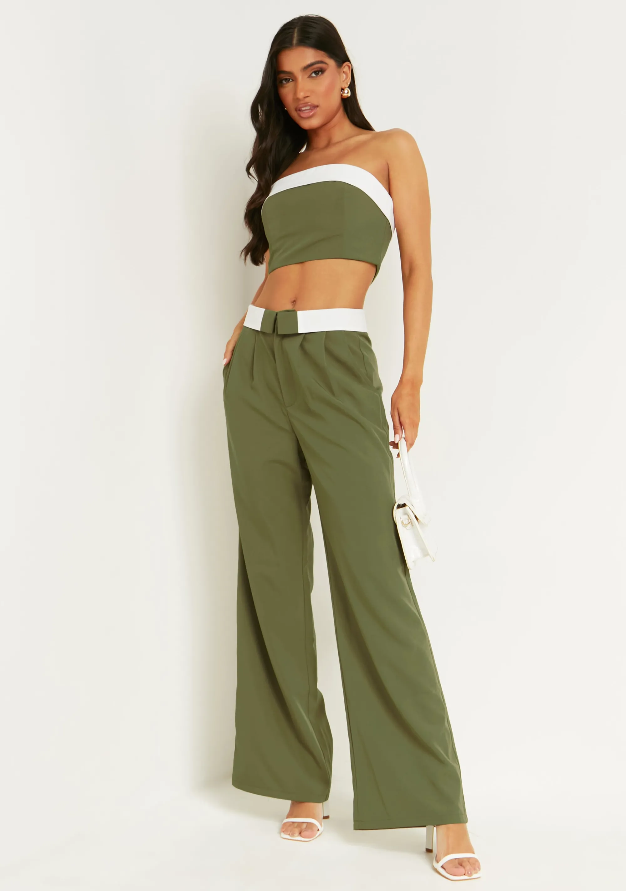 Missy Empire Kaysie Khaki Fold Over Bandeau Top Store