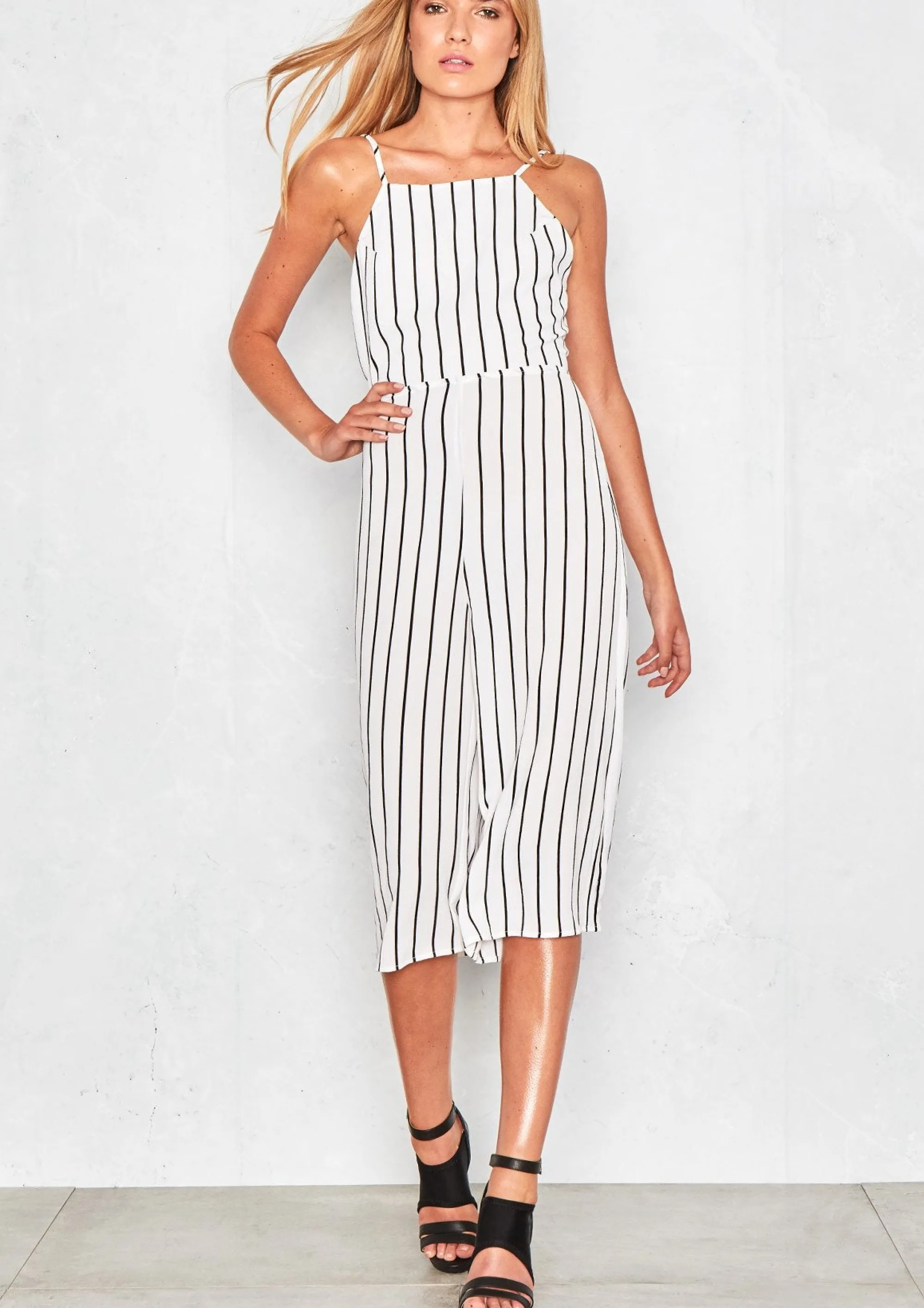 Missy Empire Kimana White Stripped Culotte Jumpsuit^Women Jumpsuits & Playsuits