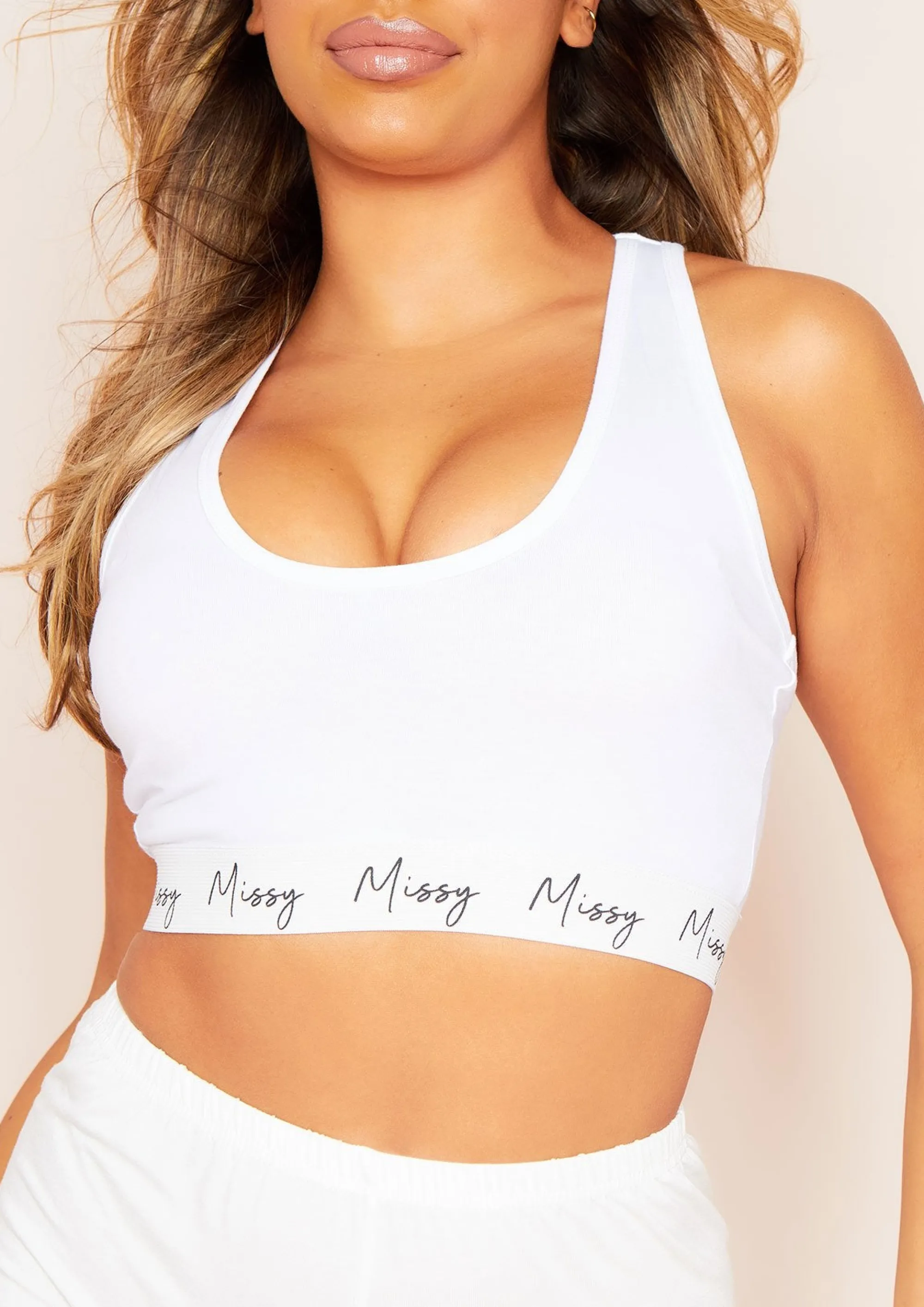 Missy Empire Kimberly White Racer Back Crop Top Store