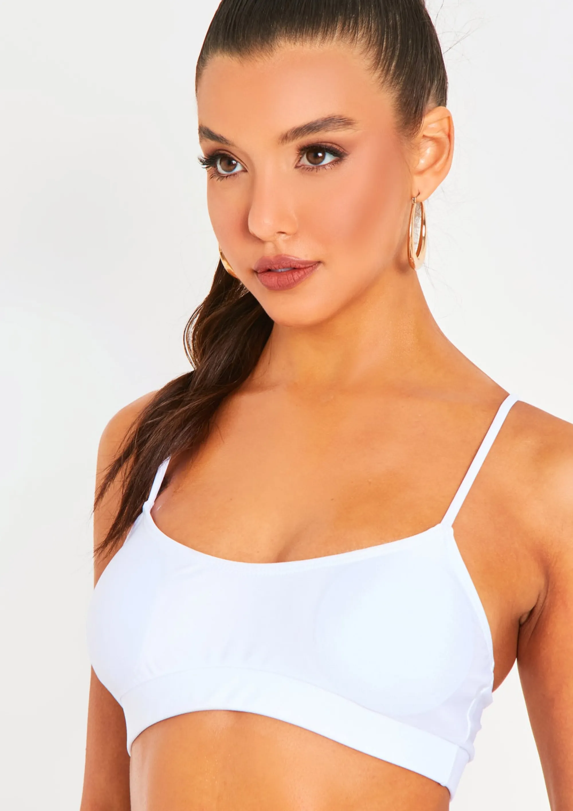 Missy Empire Kourtney White Bralet High Rise Bikini Shop