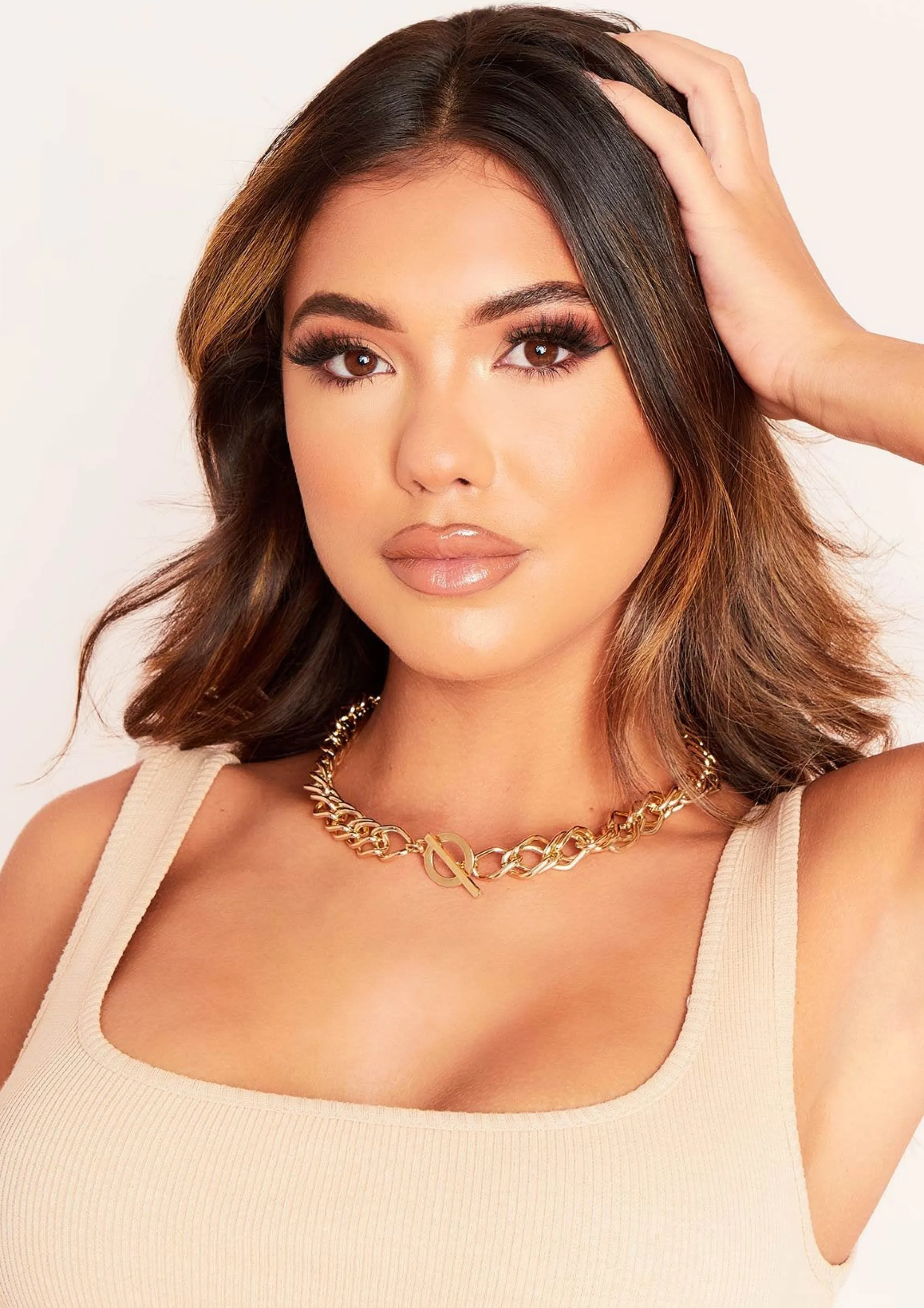 Missy Empire Laura Thick Gold Lock Necklace^Women Necklaces