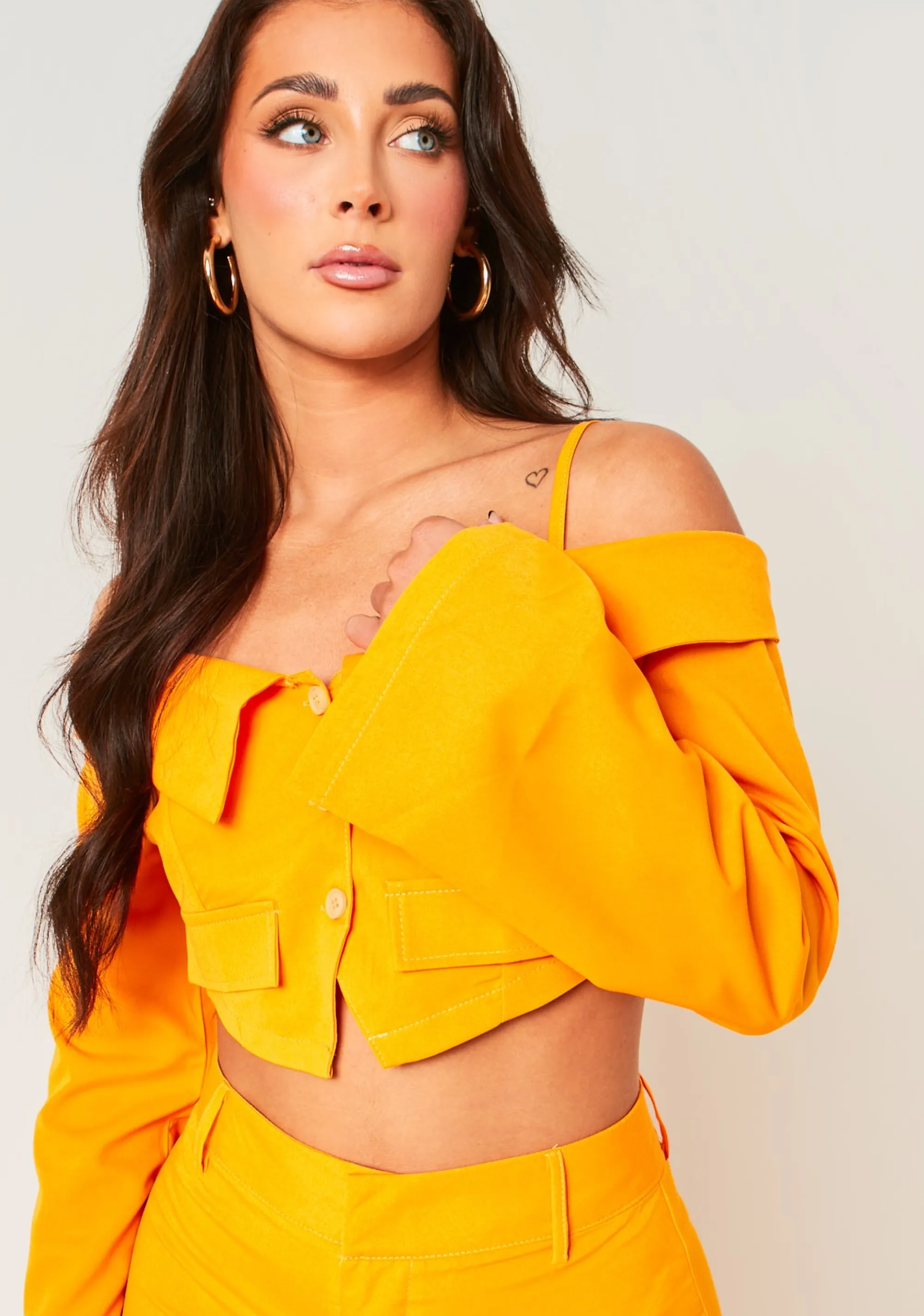 Missy Empire Liora Orange Fold Over Tailored Long Sleeve Top Outlet