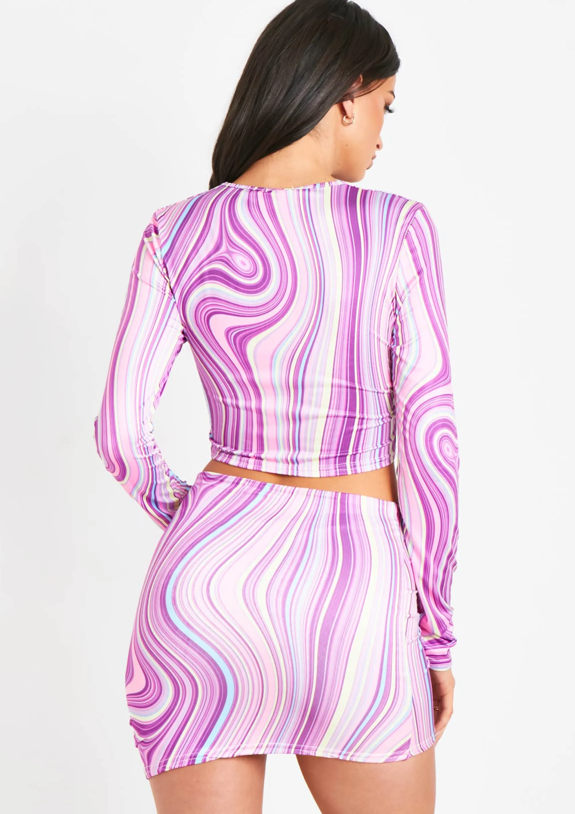 Missy Empire Lissy Purple Printed Ruched Top Online