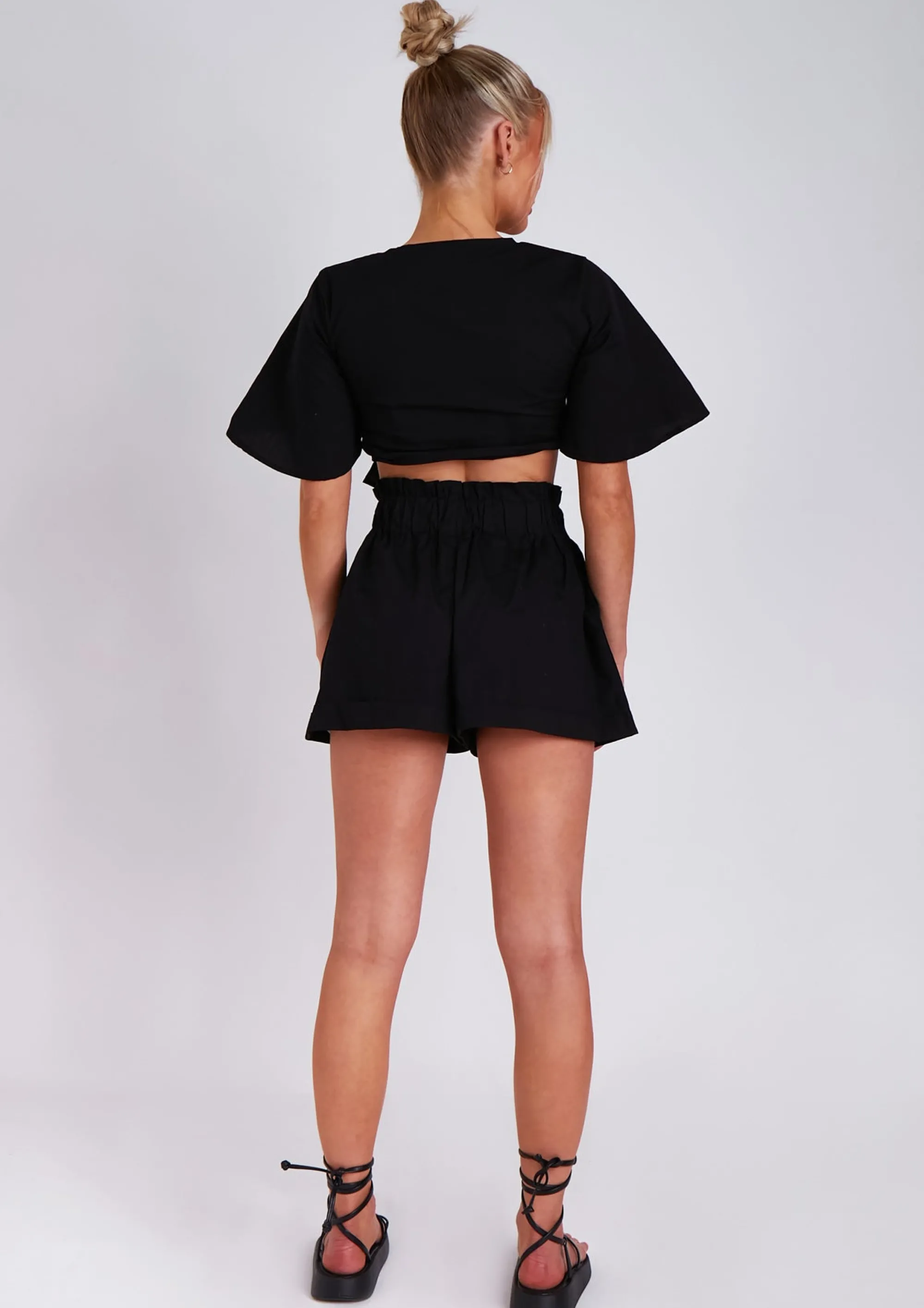 Missy Empire Mai Black Bow Shorts And Top Set^Women Shorts