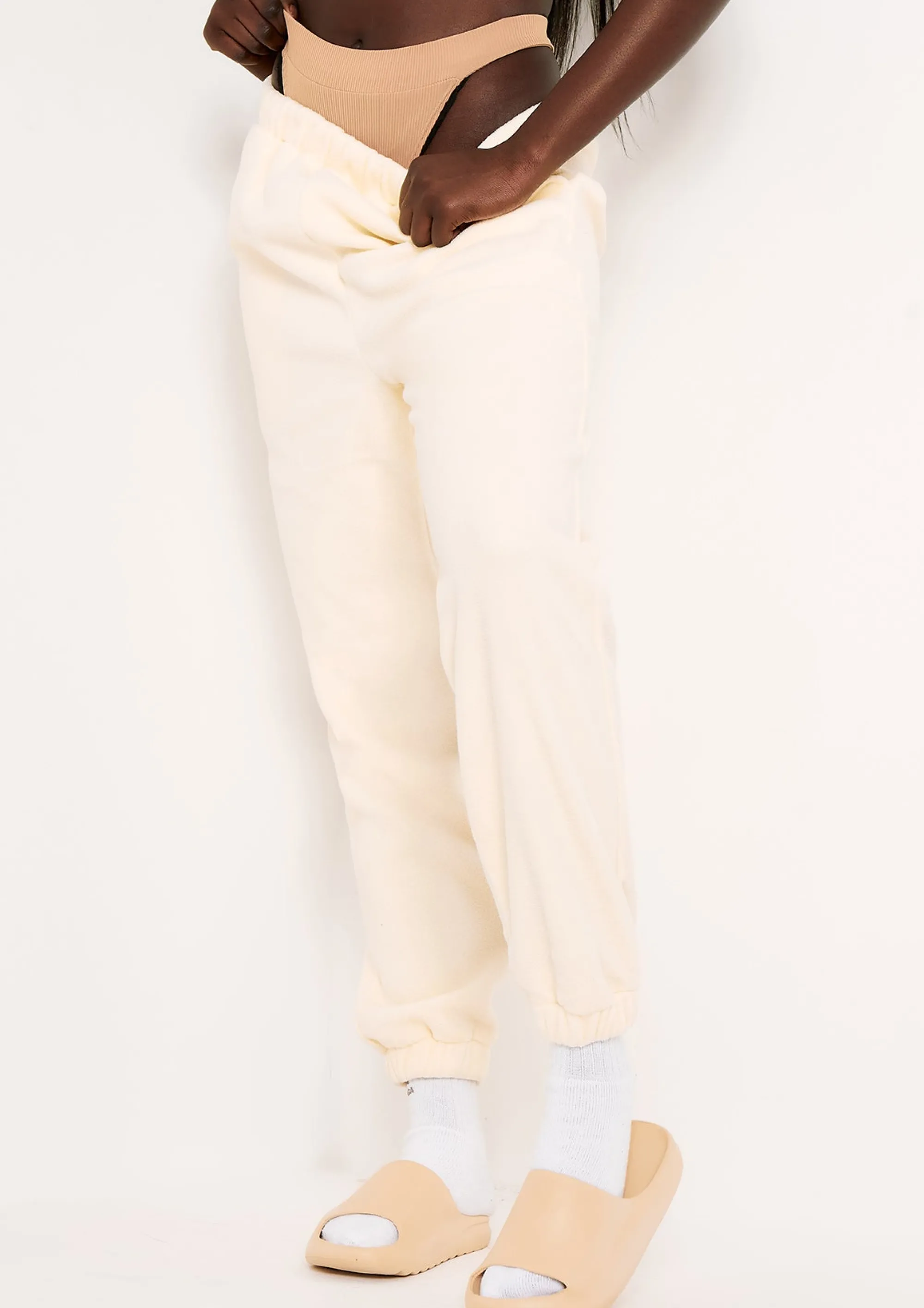 Missy Empire Melina Cream Fleece Joggers^Women Loungewear