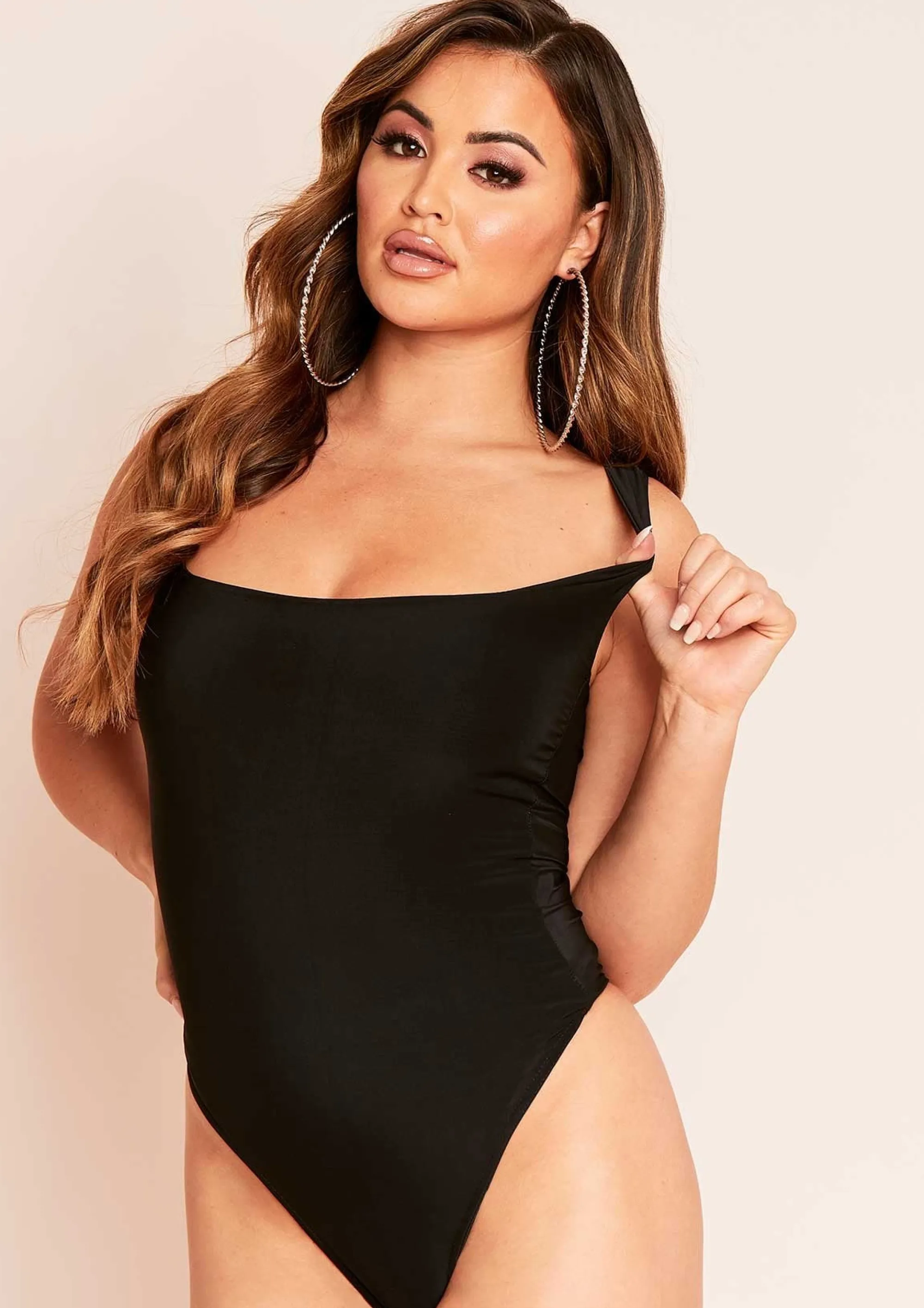 Missy Empire Mia Black Slinky Square Neck Sleeveless Bodysuit Discount