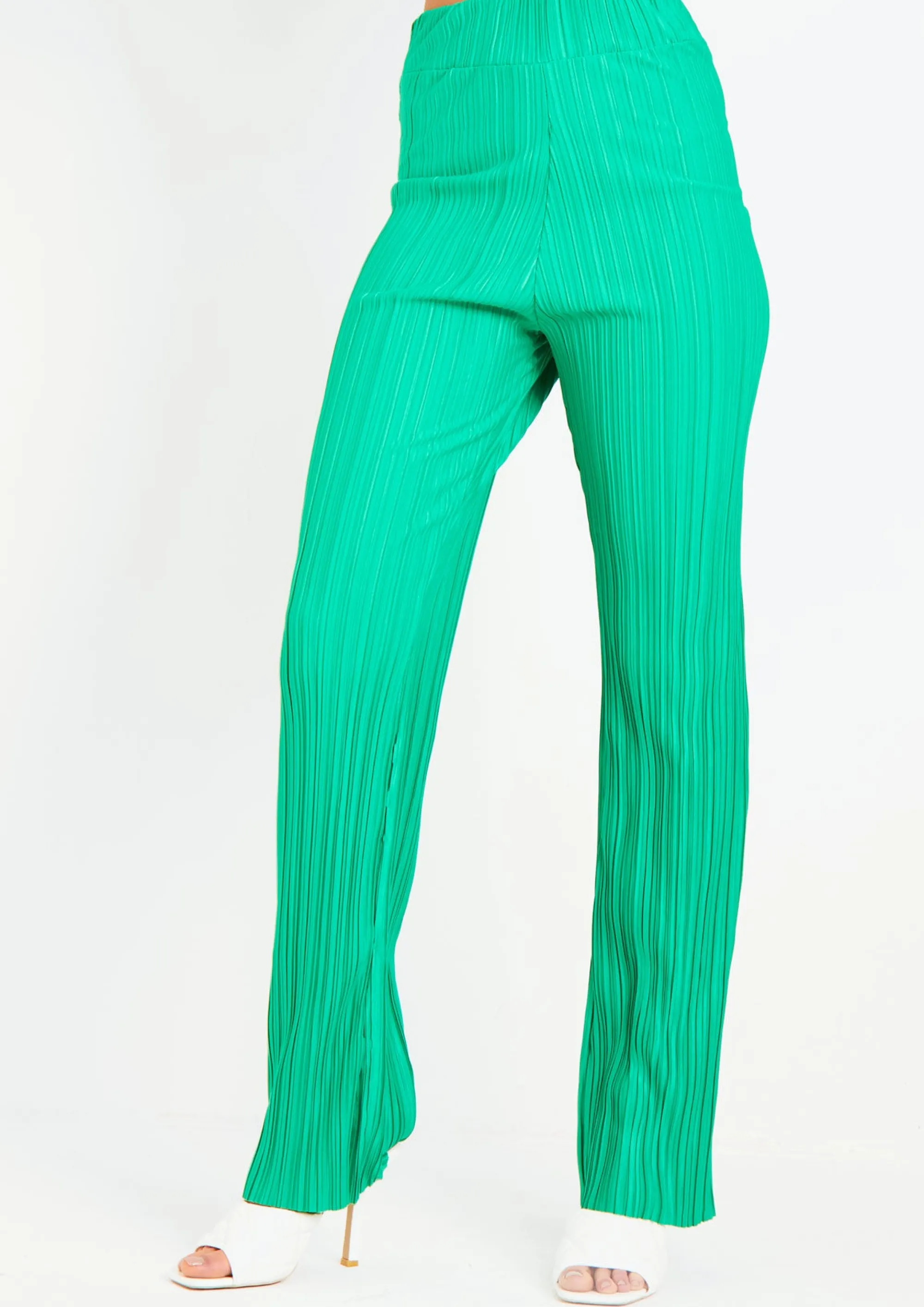 Missy Empire Mia Green Plisse High Waisted Trouser^Women Trousers