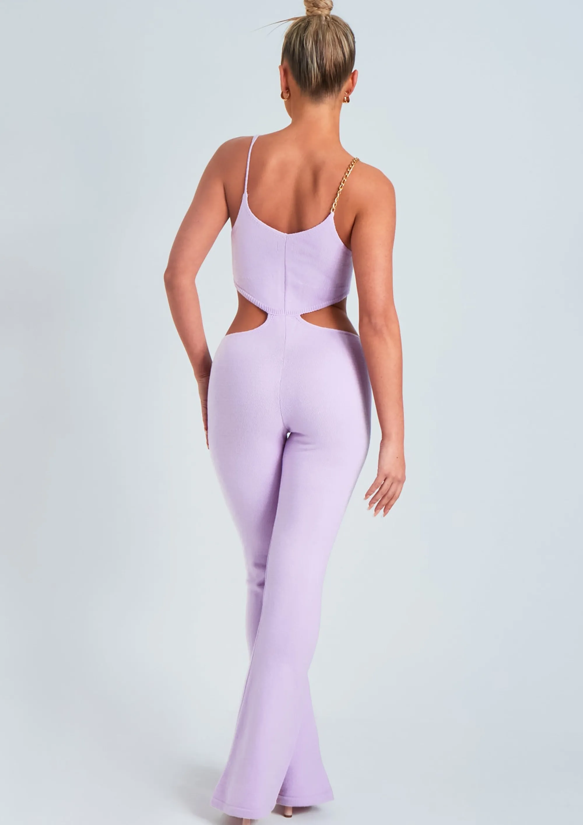 Missy Empire Micaela Lilac Chain Strap Knitted Jumpsuit^Women Jumpsuits & Playsuits