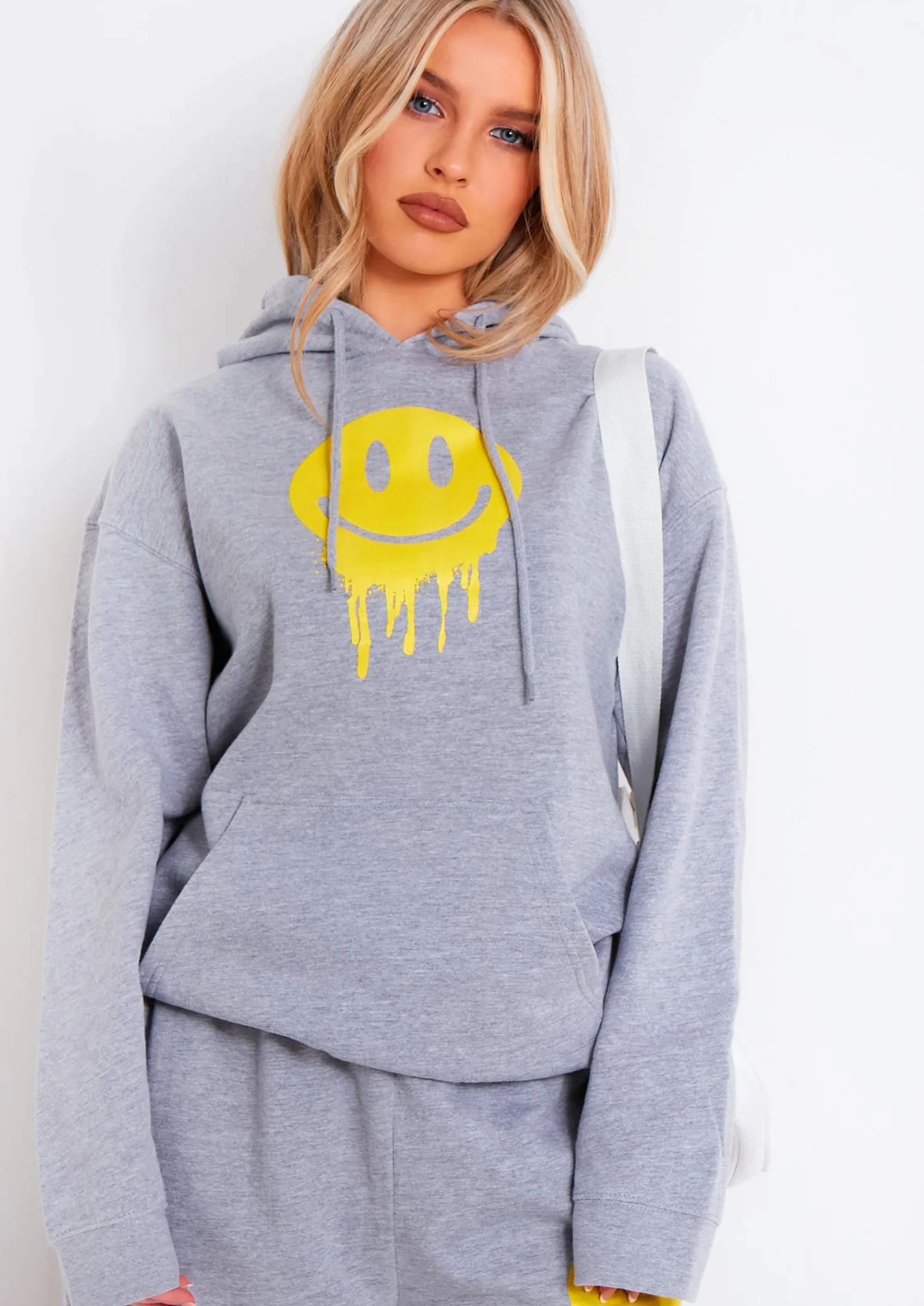 Missy Empire Mika Grey Smiley Face Hoodie^Women Loungewear