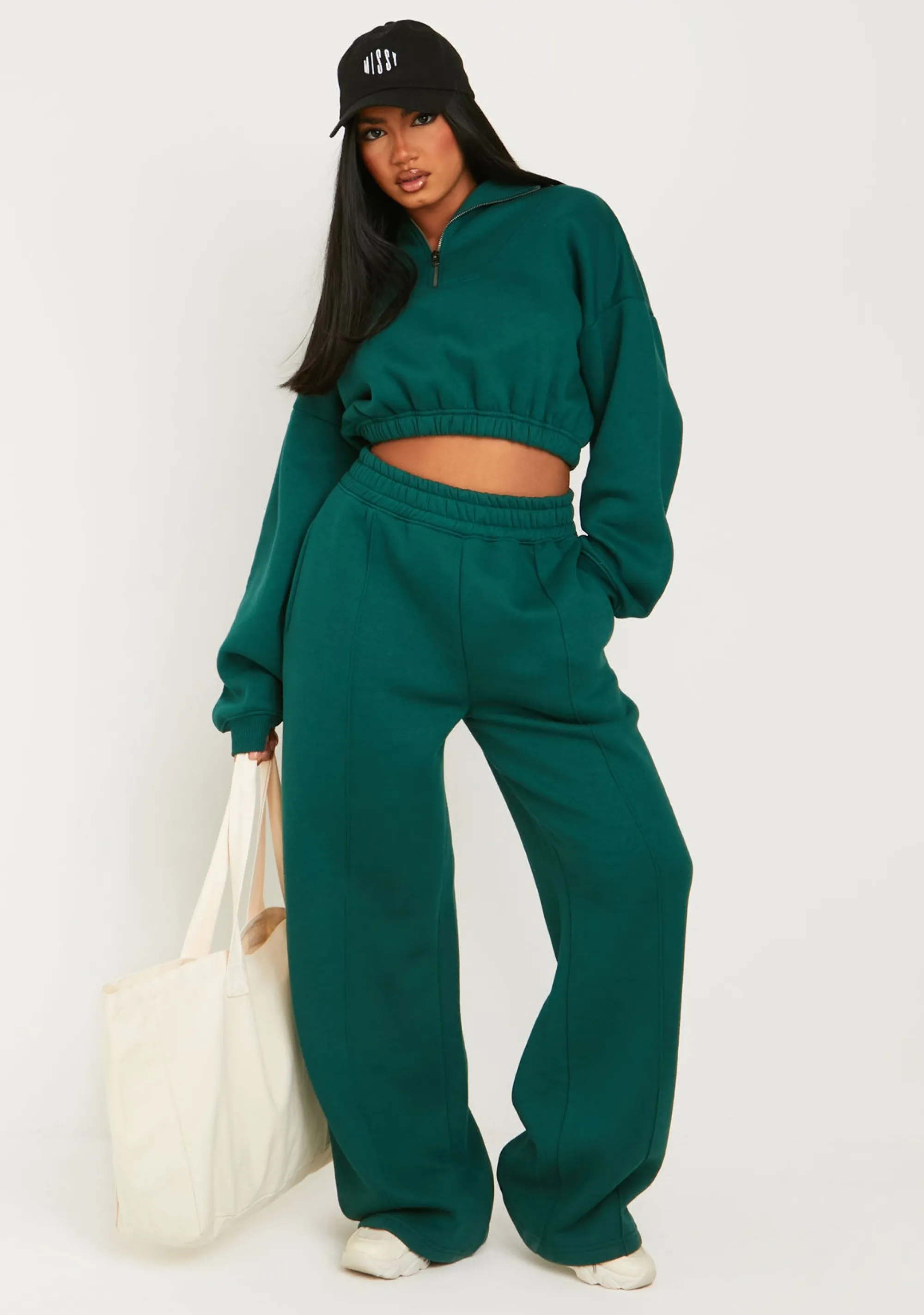 Missy Empire Millie Green Seam Front Wide Leg Jogger^Women Tracksuits