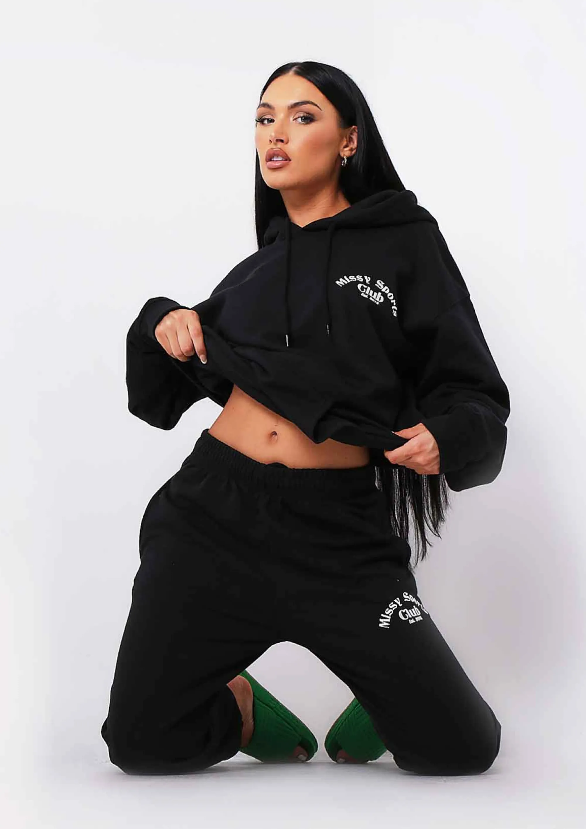 Missy Empire Misha Black Missy Sports Club Oversized Hoodie^Women Tracksuits