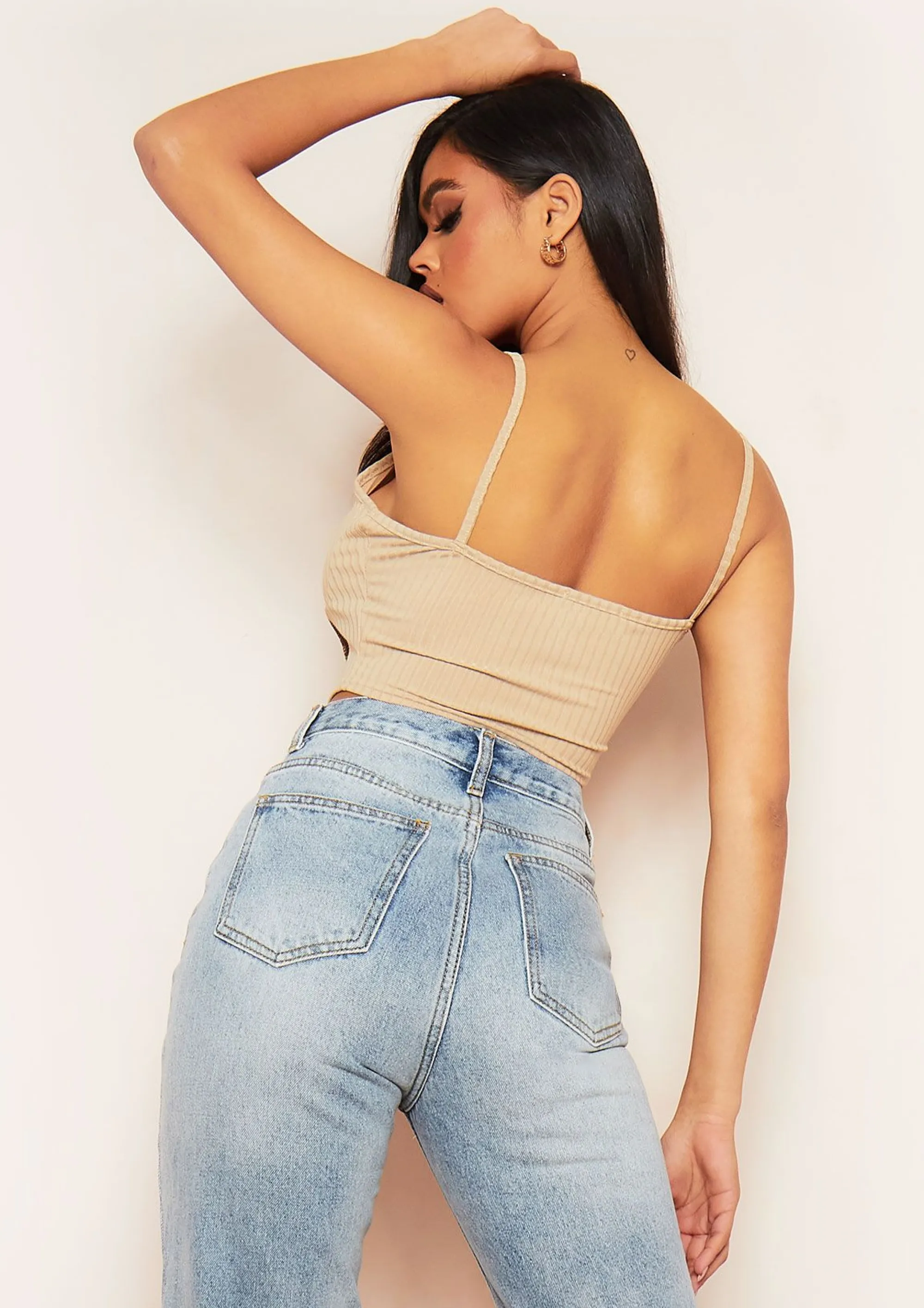 Missy Empire Natalya Nude Rib Contrast Stitch Corset Top Store