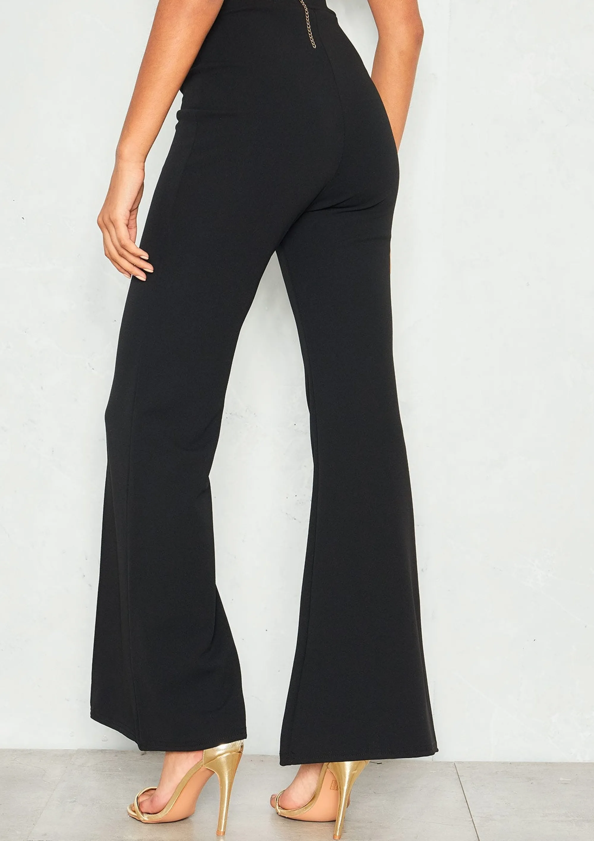 Missy Empire Nikita Black Stitched Flare Leg Trousers^Women Trousers